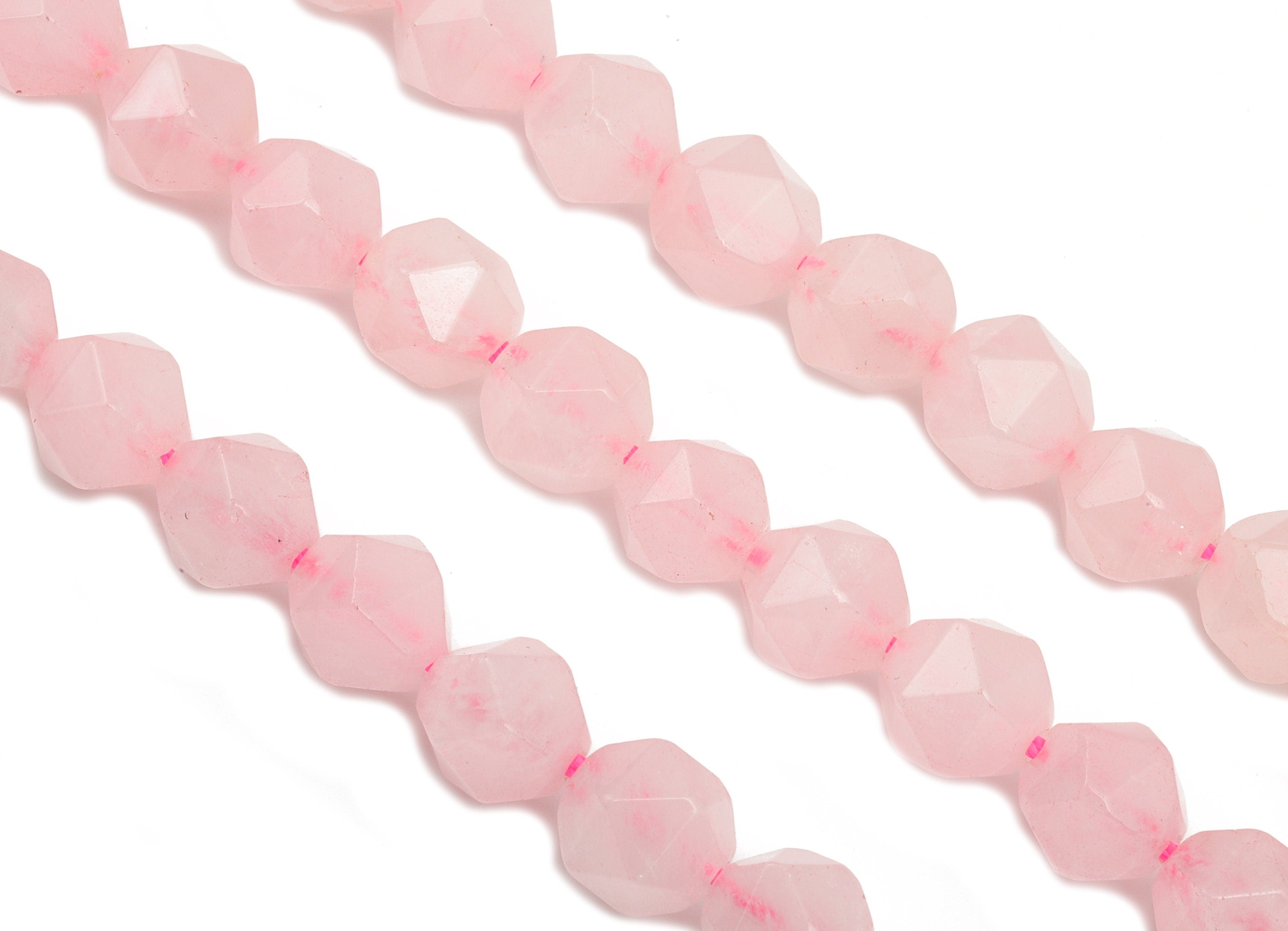 Faceted Hexagon Gemstone Beads - Rose Quartz Hexagon Beads - 15.5&quot; /1 Strand - 10.6x9.02mm - Natural Stone Beads - NS1886 - DOMEDBAZAAR