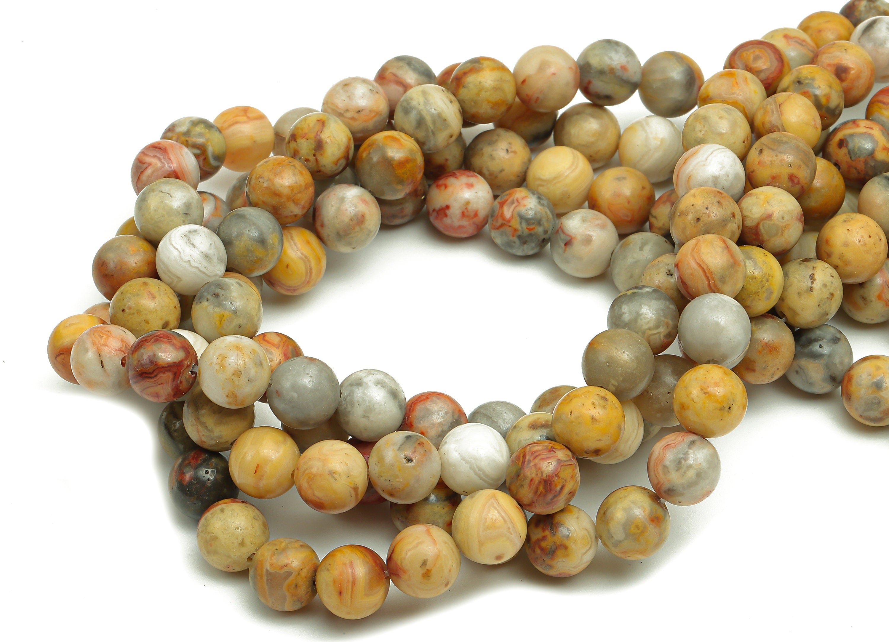 Round Gemstone Round Beads - 8mm Crazy Agate Crystal Beads - 15.5&quot; /45PCS/ 1 Strand - 8.6x8.6mm - Natural Stone Beads - NS1869 - DOMEDBAZAAR