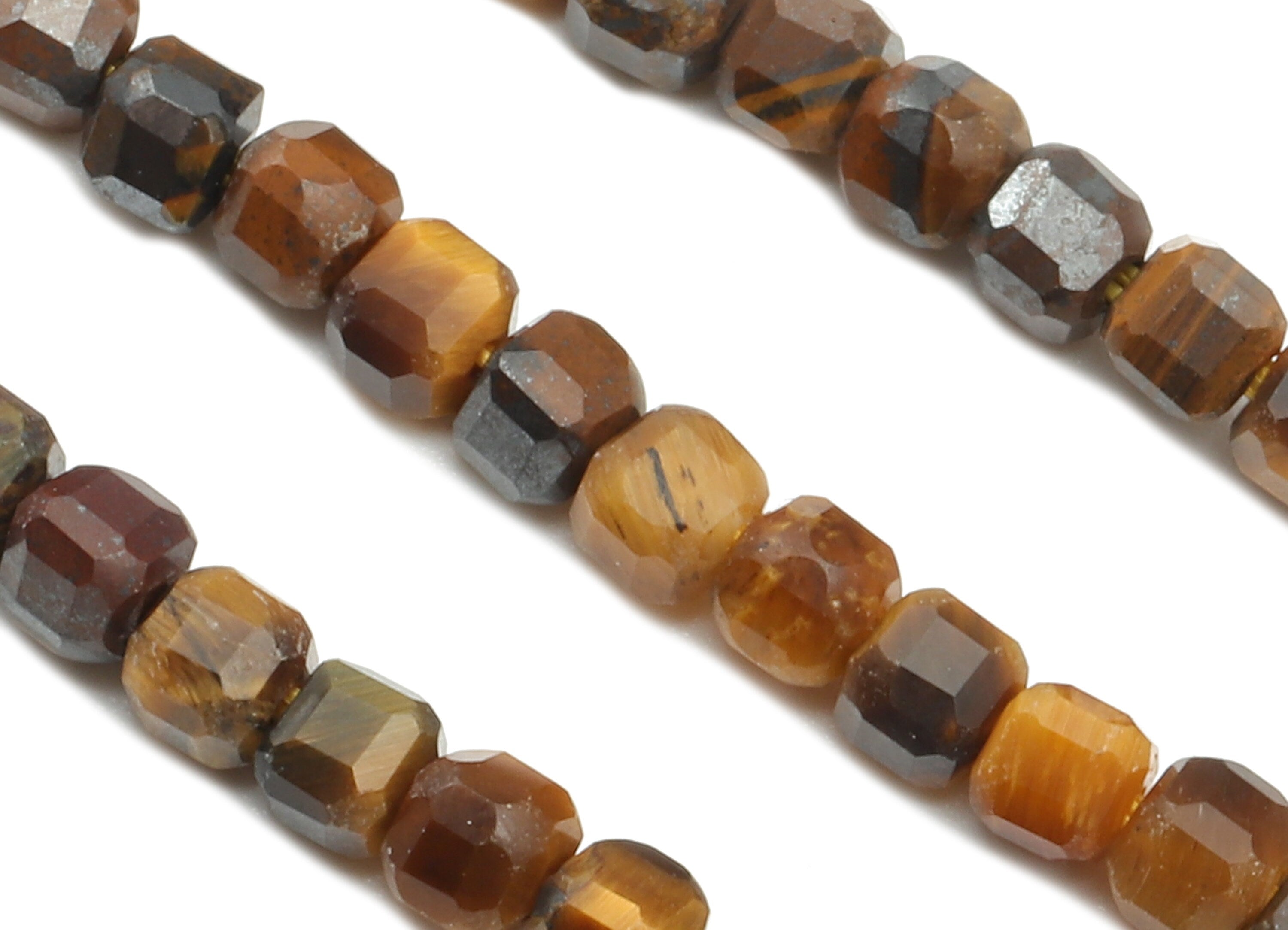 Faceted Cube Gemstone Beads - Tigereye Cube Beads Crystal - 15.5&quot; / 1 Strand - 2.8x2.5mm - Natural Stone Beads - NS1871 - DOMEDBAZAAR