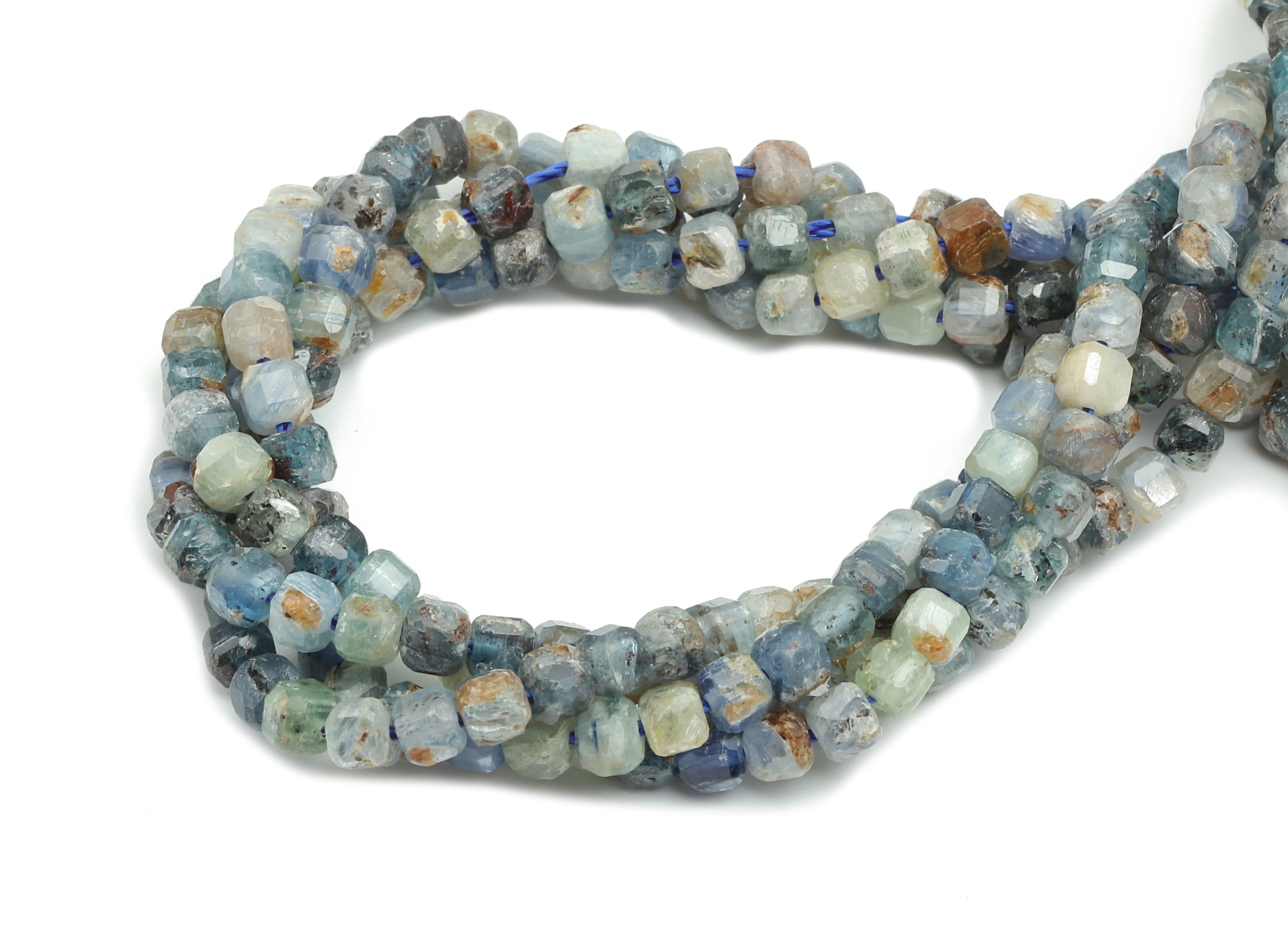 Faceted Cube Gemstone Beads - 3mm Kyanite Cube Beads Crystal - 15.5&quot; /1 Strand - 3x2.9mm - Natural Stone Beads - NS1884 - DOMEDBAZAAR
