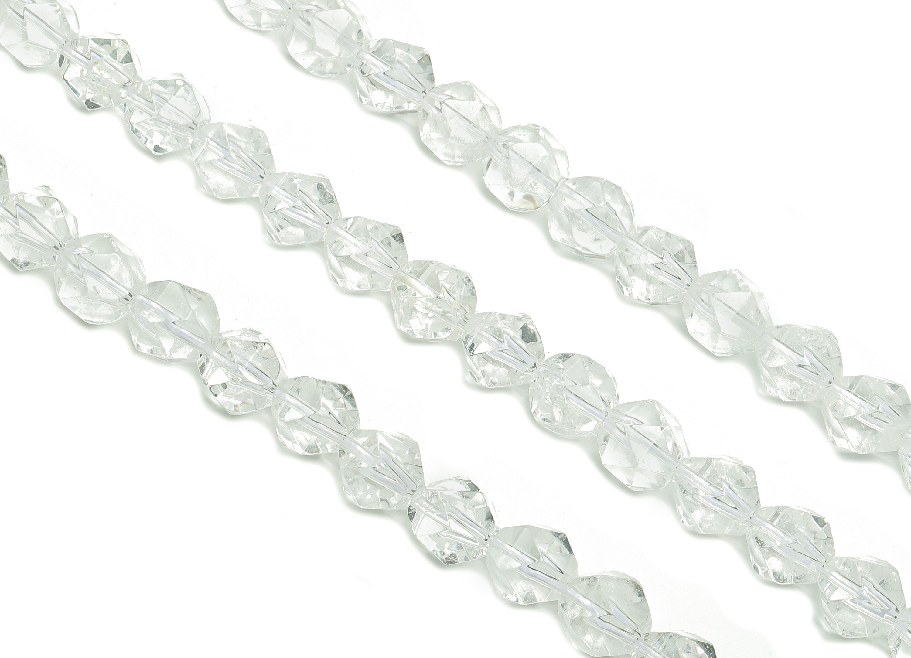 Faceted Round Gemstone Beads - Clear Quartz Crystal Beads - 15.5&quot; /39PCS/ 1 Strand - 10.2x8.9mm - Natural Stone Beads - NS1875 - DOMEDBAZAAR