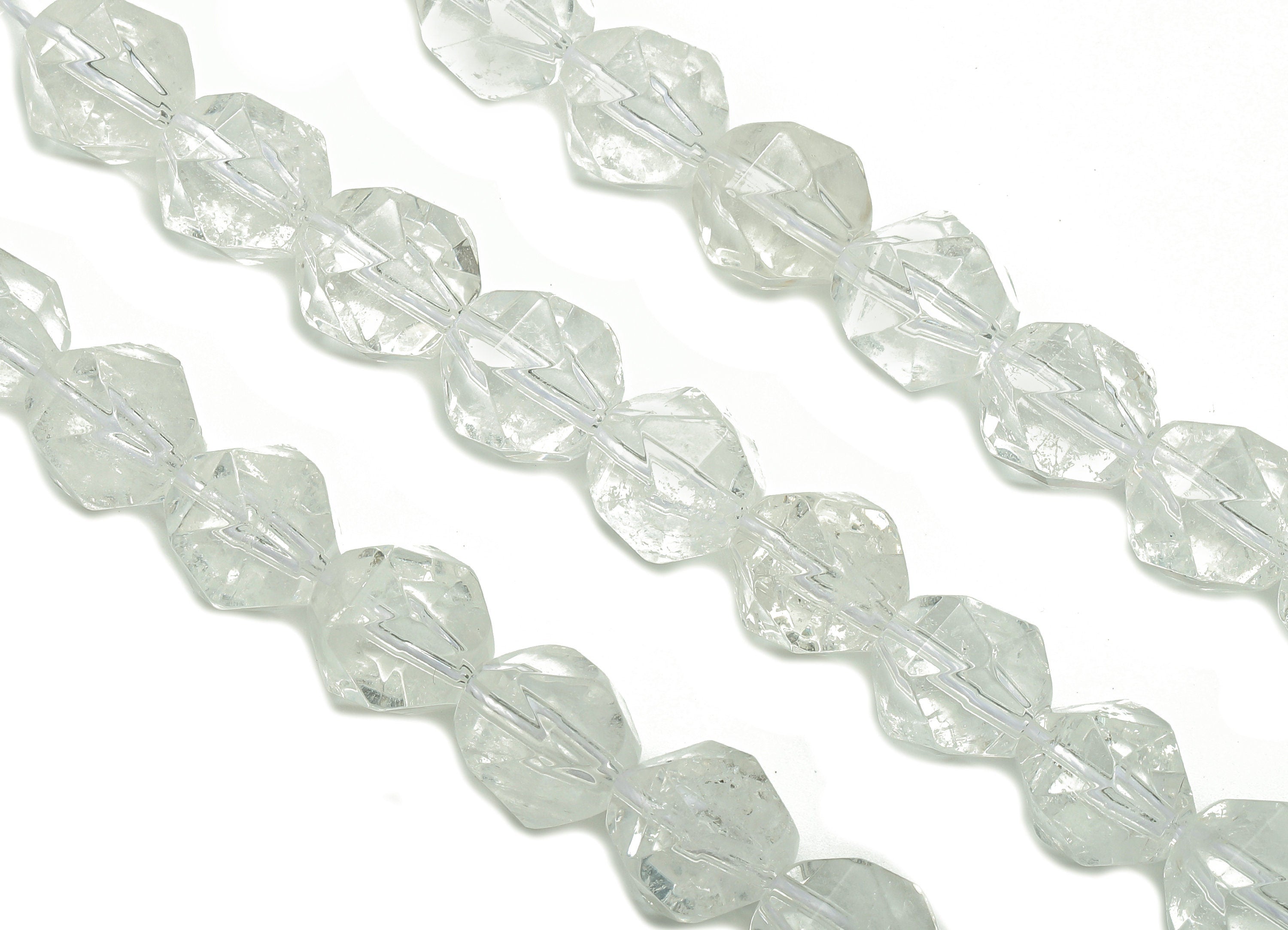 Faceted Round Gemstone Beads - Clear Quartz Huge Beads Crystal - 15.5&quot; /34PCS/ 1 Strand - 11.7x10mm - Natural Stone Beads - NS1876 - DOMEDBAZAAR