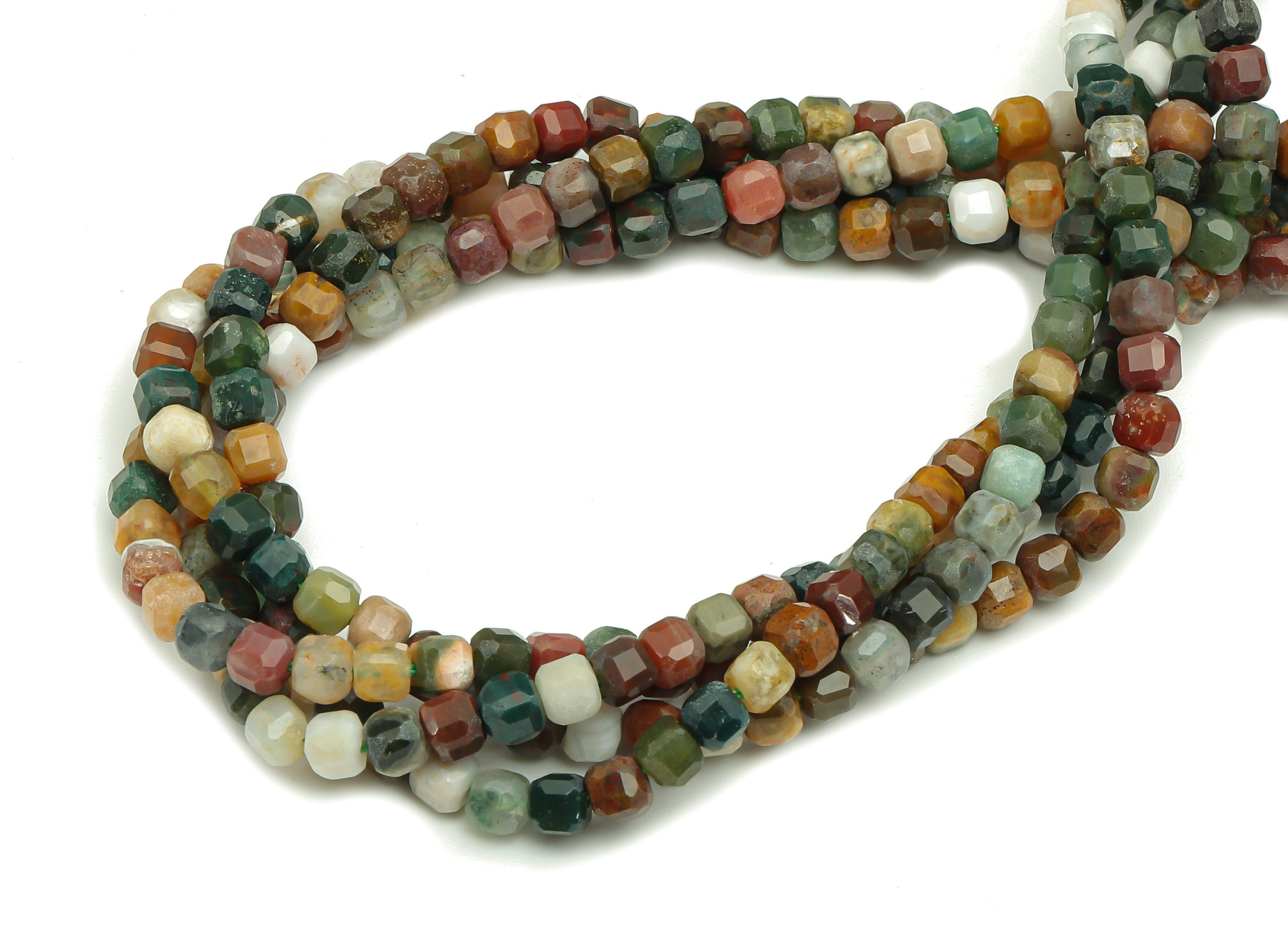 Faceted Cube Gemstone Beads - 3mm Seastone Cube Beads Crystal - 15.5&quot; /1 Strand - 3.3x3.2mm - Natural Stone Beads - NS1878 - DOMEDBAZAAR