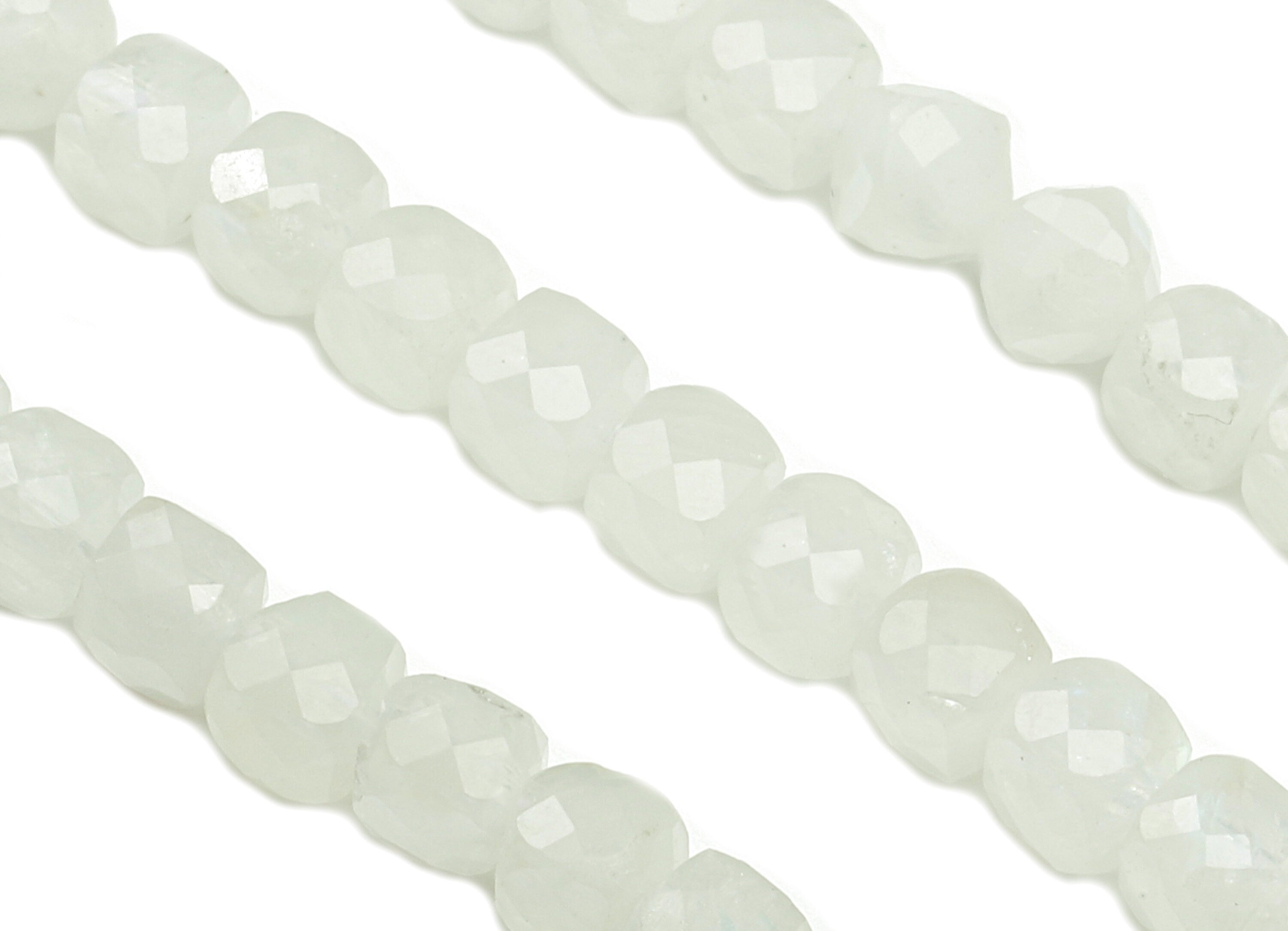 Faceted Cube Gemstone Beads - Blue Crystal 4mm Moonstone Cube Beads - 15.5&quot; /1 Strand - 4x4mm - Natural Stone Beads - NS1881 - DOMEDBAZAAR