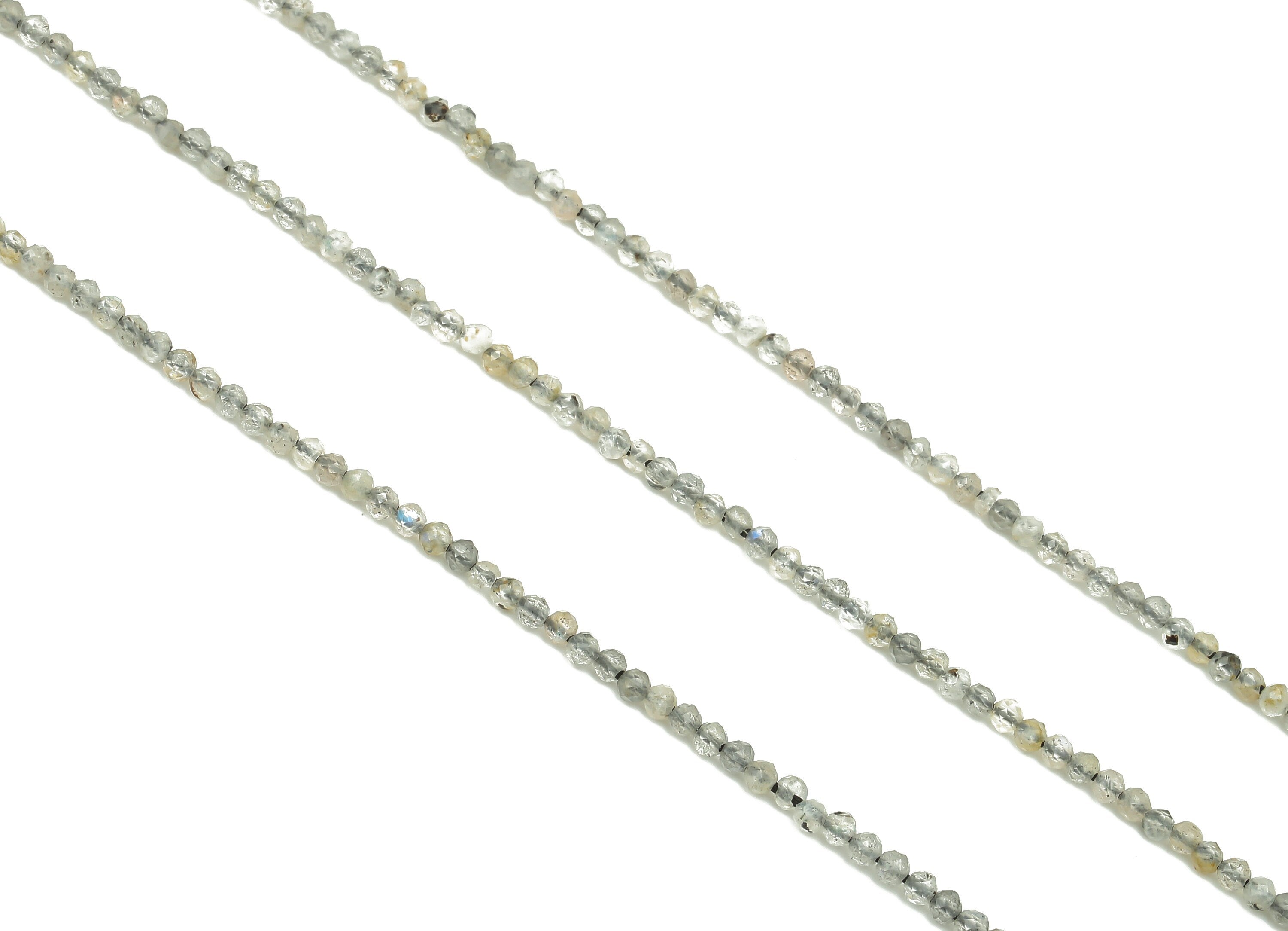 Labradorite Natural Stone Round Beads - 1 Strand 15.5inch - Faceted Gemstone Beads - Natural Stone Beads - 2.4mm - 1.9x1.9x1.9mm - NS1860 - DOMEDBAZAAR