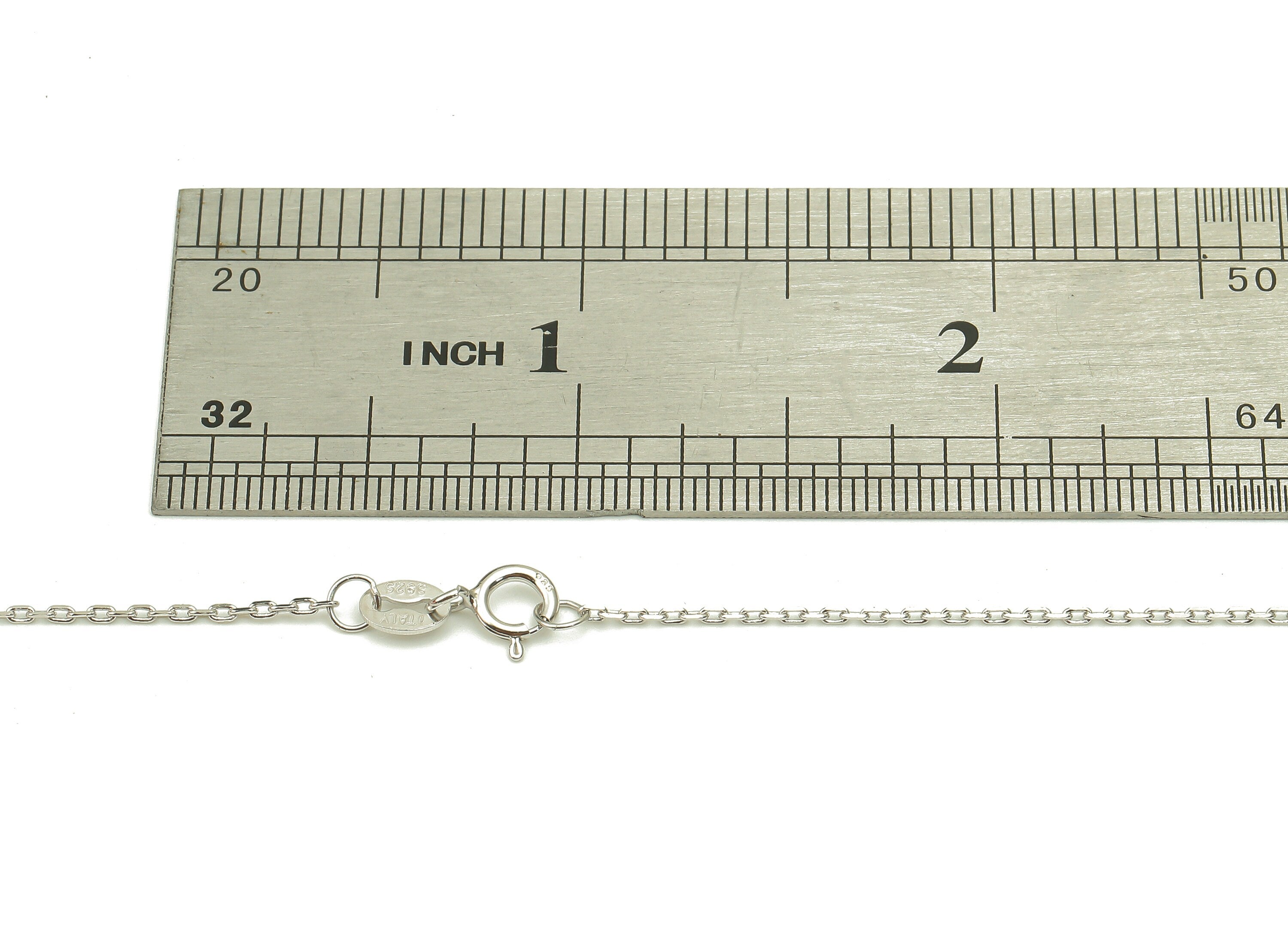 45cm Silver Cable Chain - Faceted Finish Chain - 925  Silver Chain - 925 Silver - For Necklace - 1.34x1.11x0.67mm - CC1223 - DOMEDBAZAAR