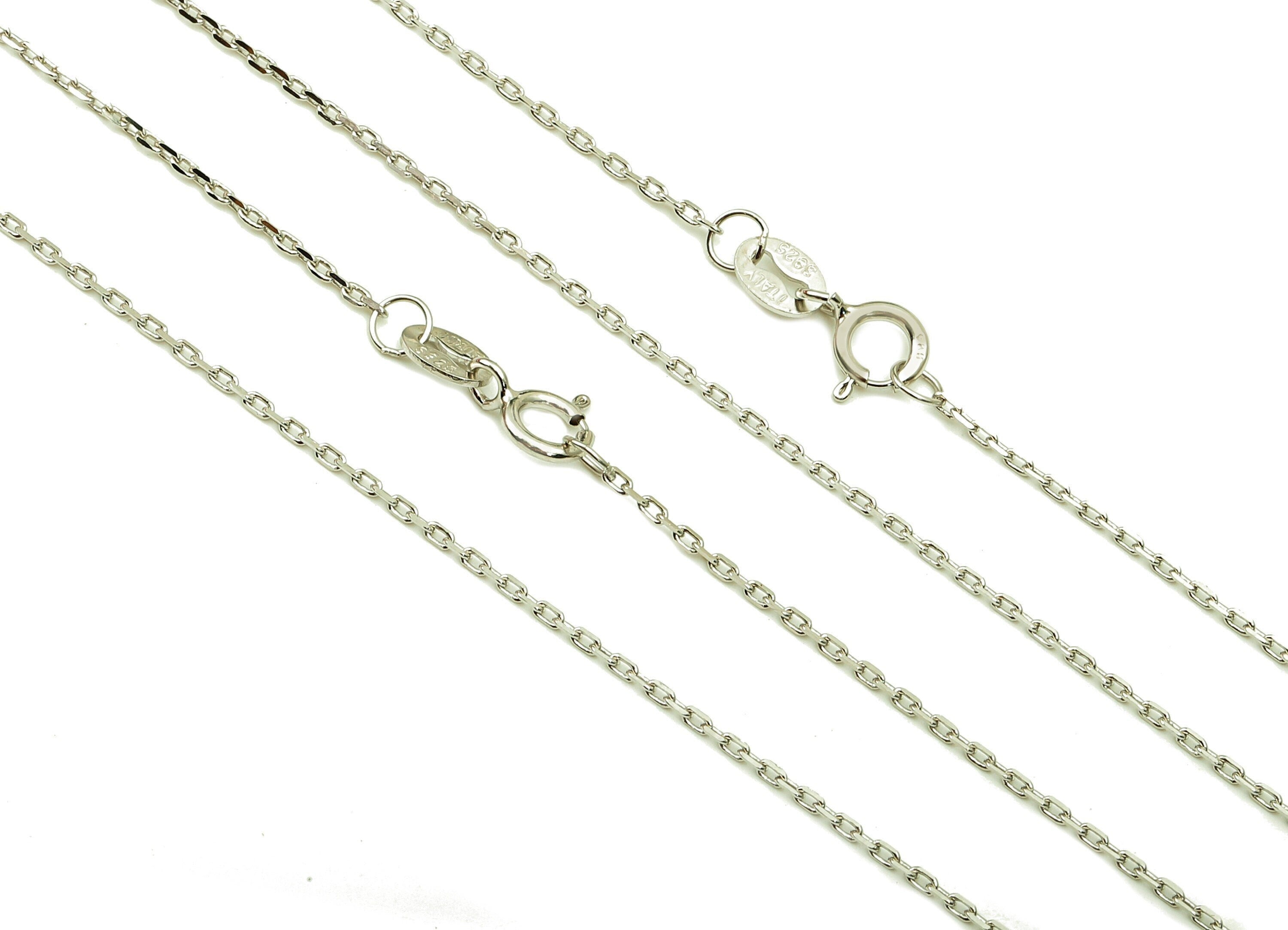 45cm Silver Cable Chain - Faceted Finish Chain - 925  Silver Chain - 925 Silver - For Necklace - 1.34x1.11x0.67mm - CC1223 - DOMEDBAZAAR