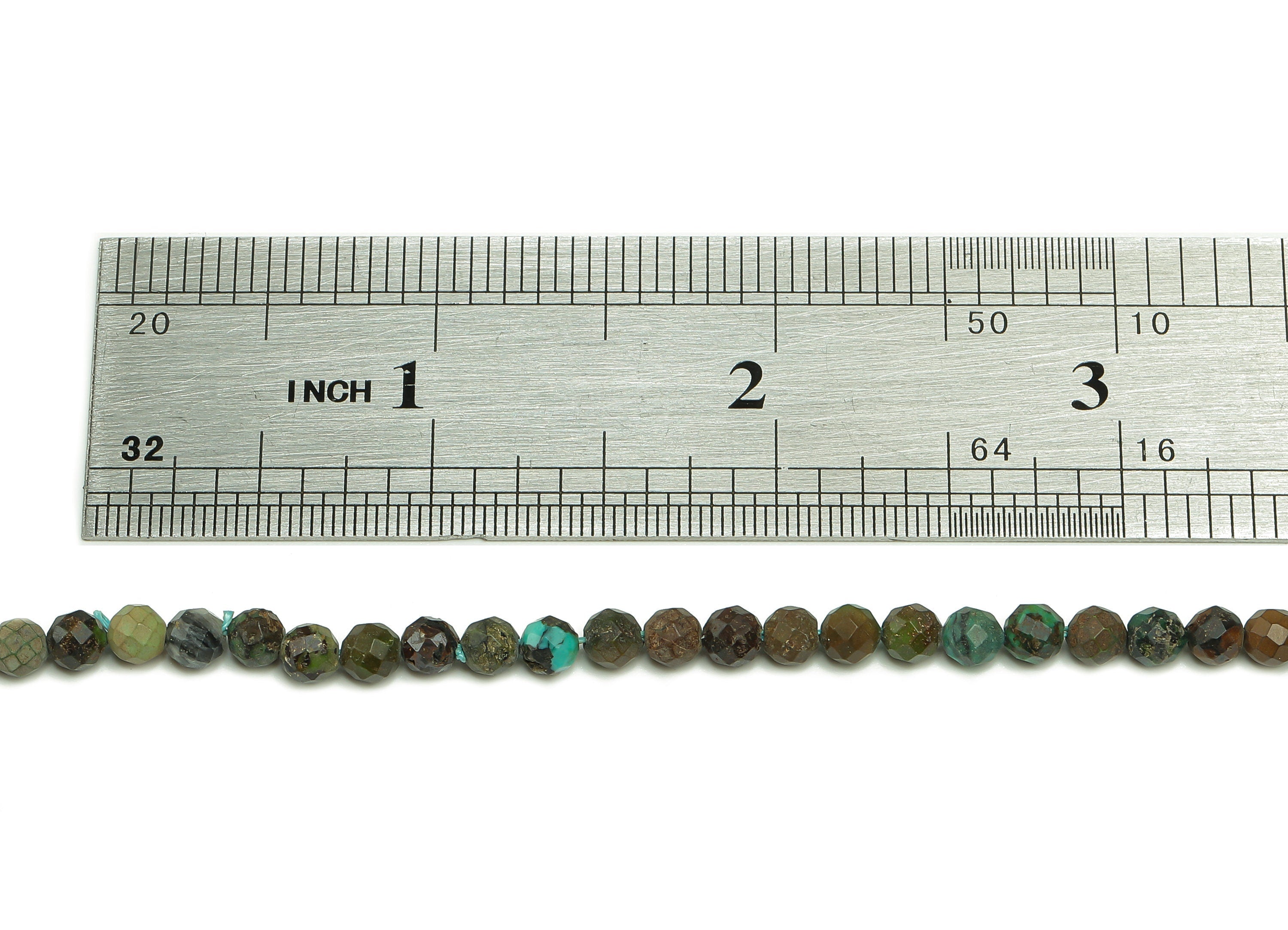 Faceted Turquoise Beads - 4mm Gemstone Beads Round Crystal - 15.5&quot; /1 Strand - Natural Stone Beads - 3.72x3.72x3.72mm - NS1888 - DOMEDBAZAAR