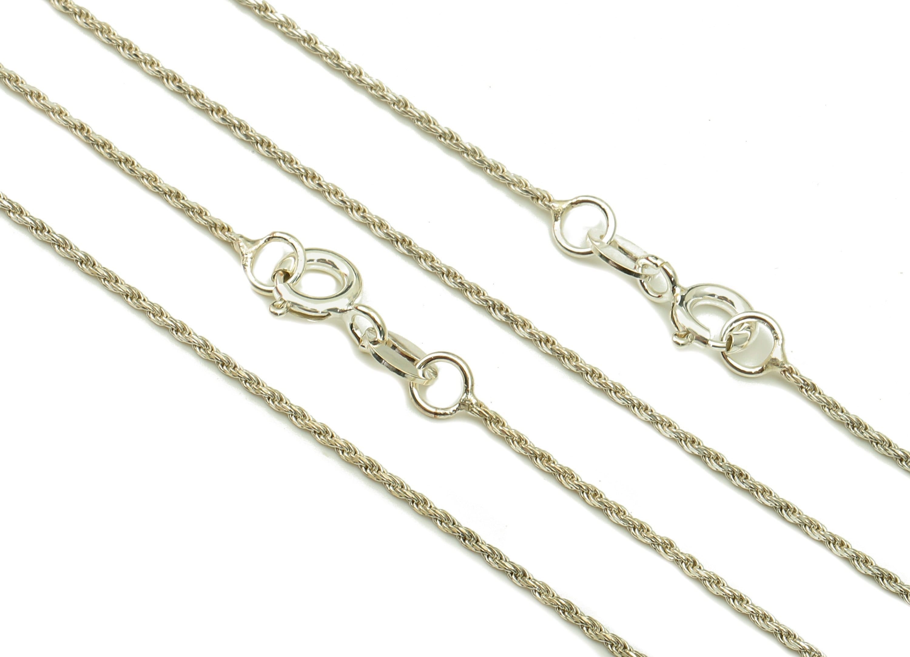 Silver Rope Chain - 45cm Finish Rope Chain - 925  Silver Chain - 925 Silver - For Necklace - 1x1mm - SI1016 - DOMEDBAZAAR