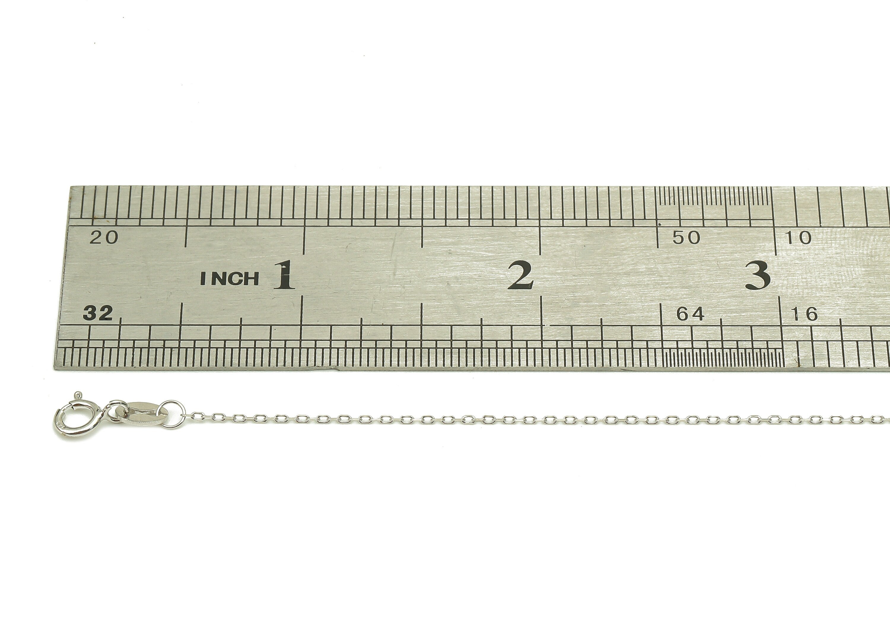 45cm Silver Cable Chain - Faceted Finish Chain - 925  Silver Chain - 925 Silver - For Necklace - 1.35x0.89x0.35mm - CC1224 - DOMEDBAZAAR