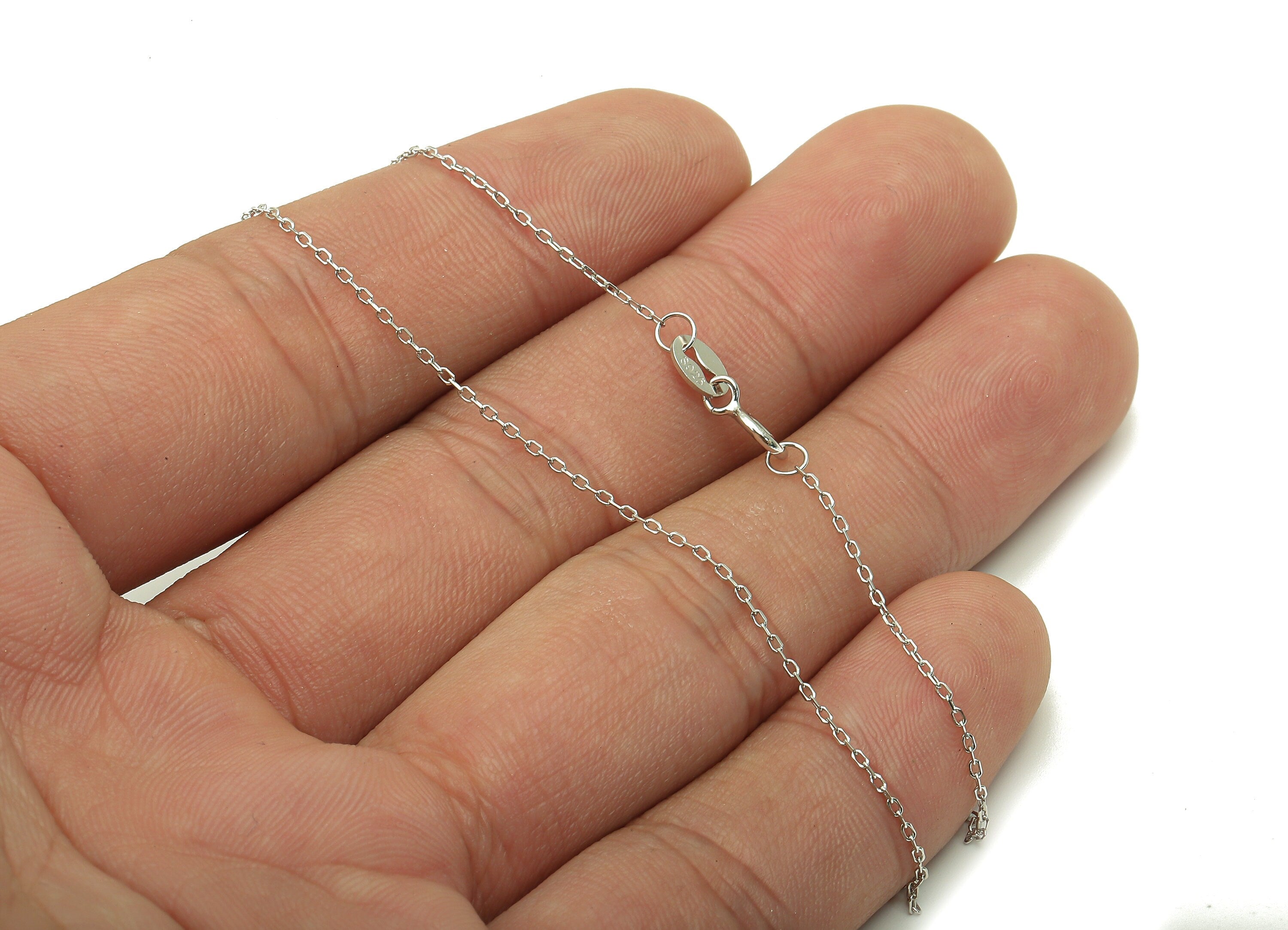 45cm Silver Cable Chain - Faceted Finish Chain - 925  Silver Chain - 925 Silver - For Necklace - 1.35x0.89x0.35mm - CC1224 - DOMEDBAZAAR