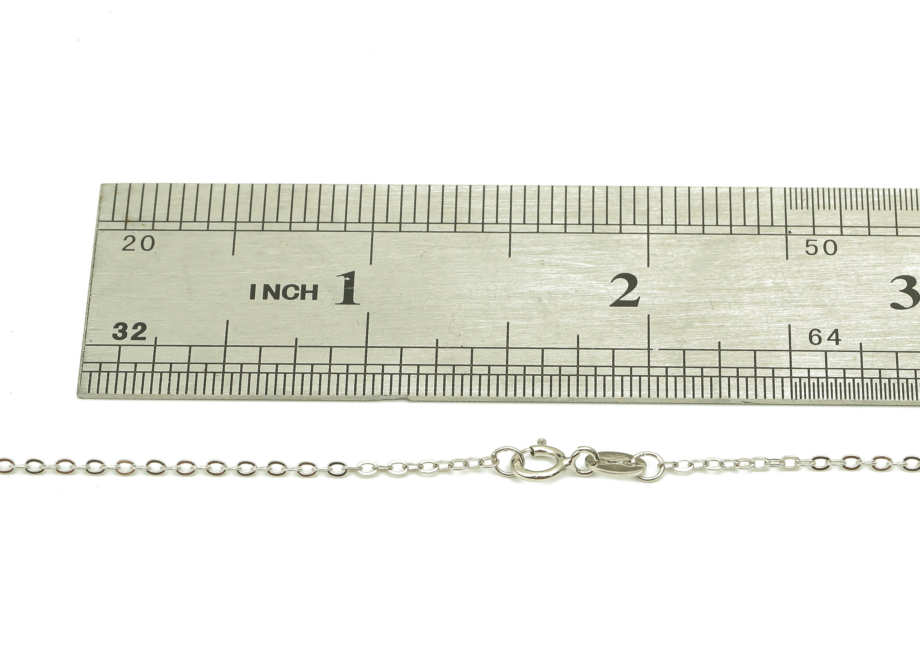 45cm Silver Cable Chain - Faceted Finish Chain - 925  Silver Chain - 925 Silver - For Necklace - 1.85x1.4x0.32mm - CC1225 - DOMEDBAZAAR