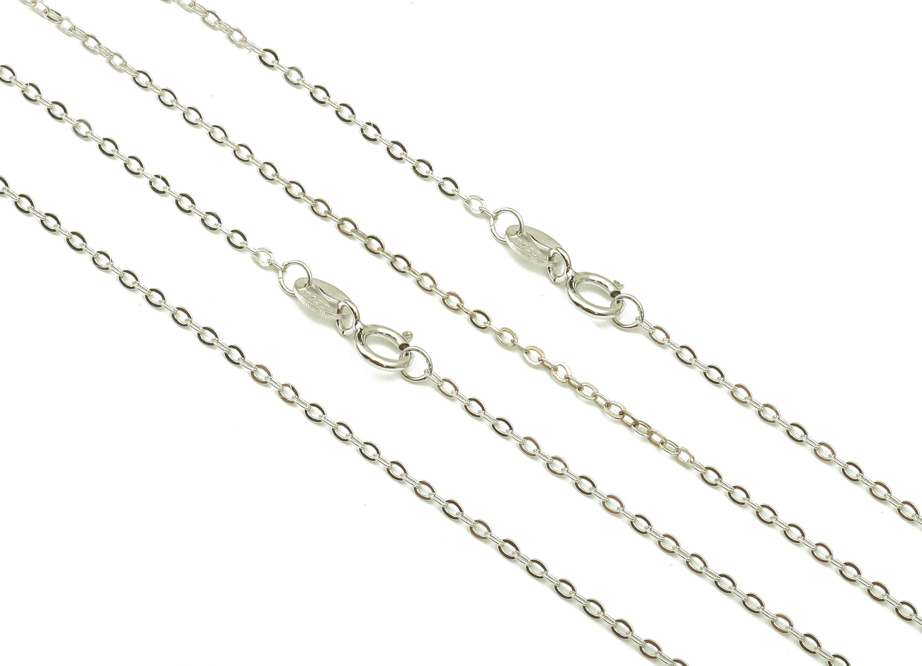 45cm Silver Cable Chain - Faceted Finish Chain - 925  Silver Chain - 925 Silver - For Necklace - 1.85x1.4x0.32mm - CC1225 - DOMEDBAZAAR