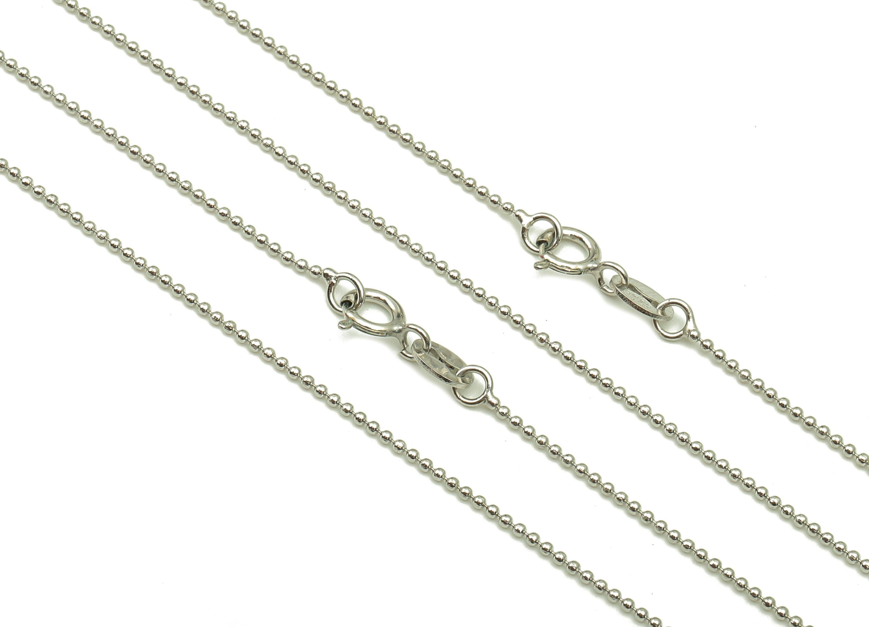 1mm Silver Ball Chain - 45cm Finish Ball Chain - 925  Silver Chain - 925 Silver - For Necklace - 1x1x1mm - SI1015 - DOMEDBAZAAR