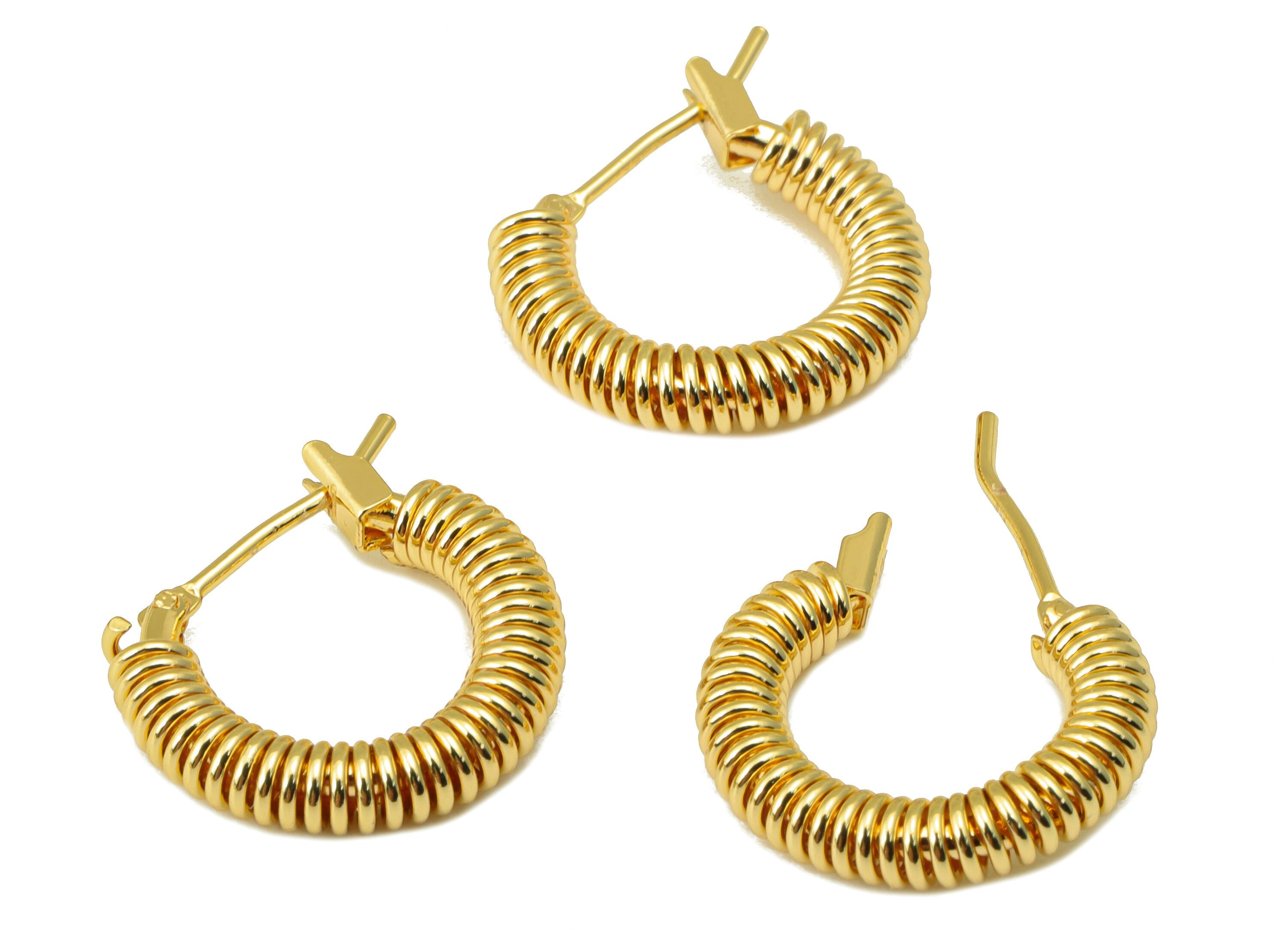 Brass Hoop Earring Stud - Brass Spiral Earring Post - Brass Earring Post - 18k real gold-plated -15.66x17.24x3.55mm- RGP6661 - DOMEDBAZAAR