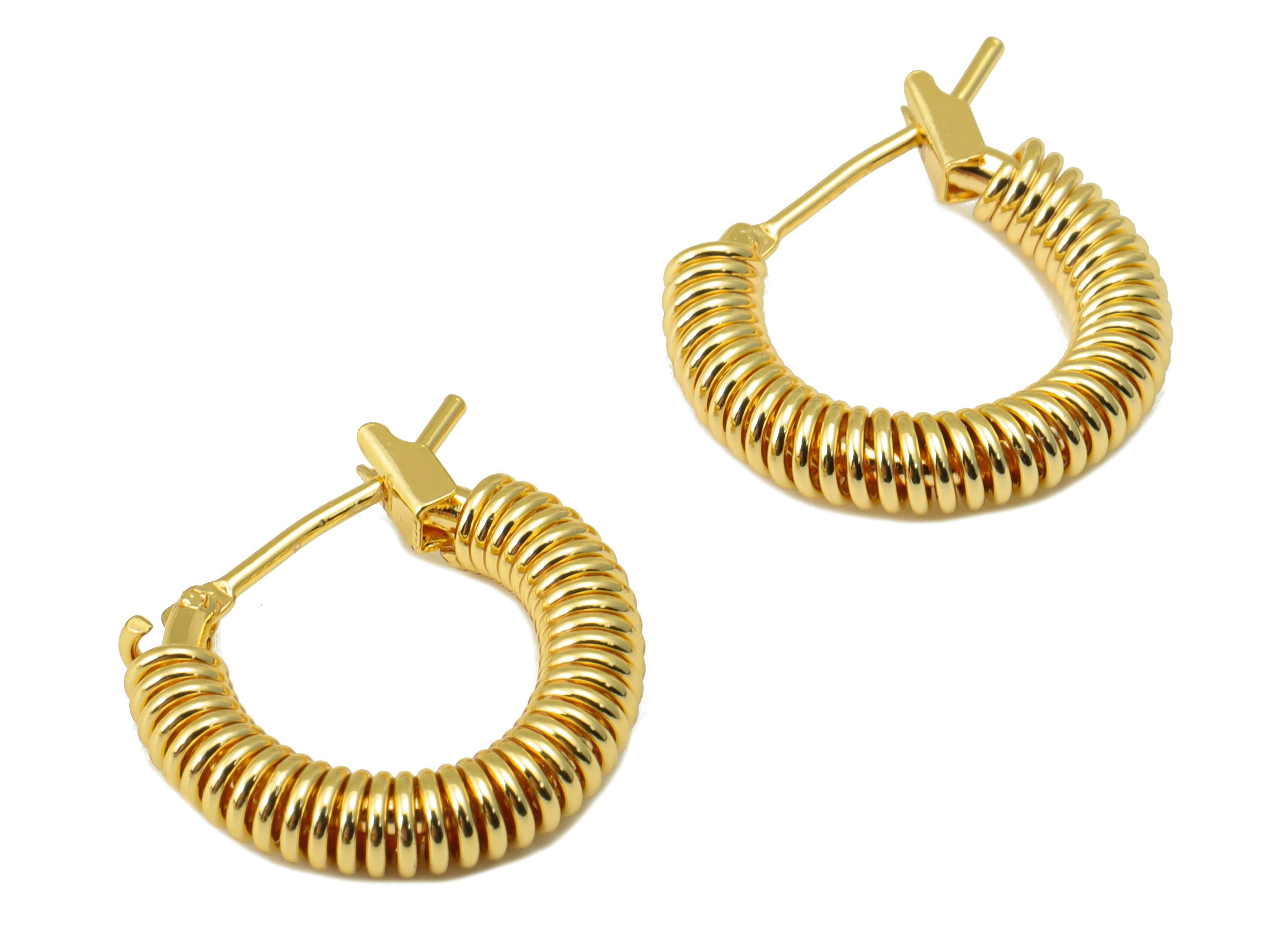 Brass Hoop Earring Stud - Brass Spiral Earring Post - Brass Earring Post - 18k real gold-plated -15.66x17.24x3.55mm- RGP6661 - DOMEDBAZAAR