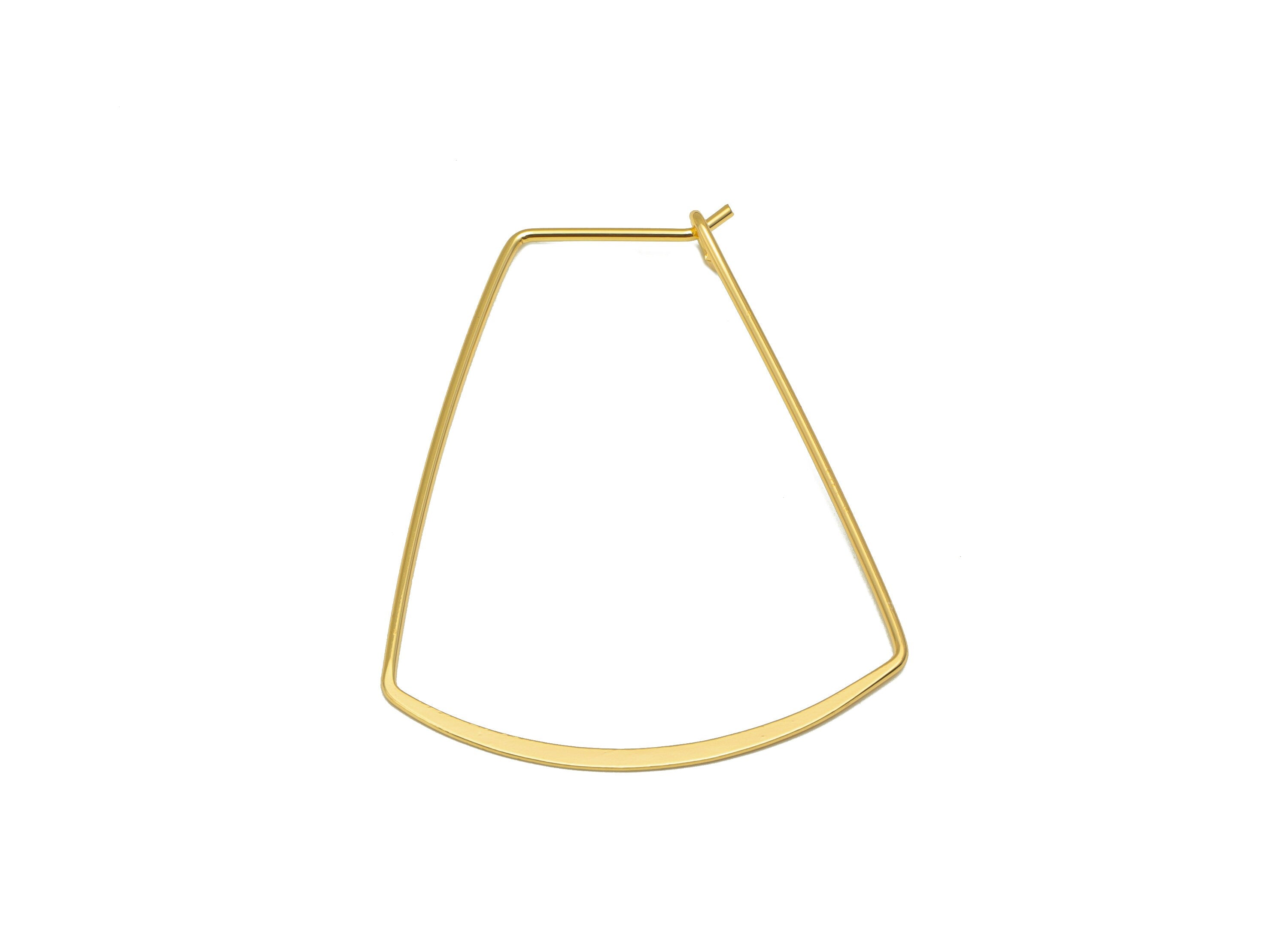 Brass Geometric Earring Wire - Geometric Ear Wire - Earring Findings - Jewelry Supplies-18K Real Gold Plated -41.66x31.5x1mm - RGP6706 - DOMEDBAZAAR