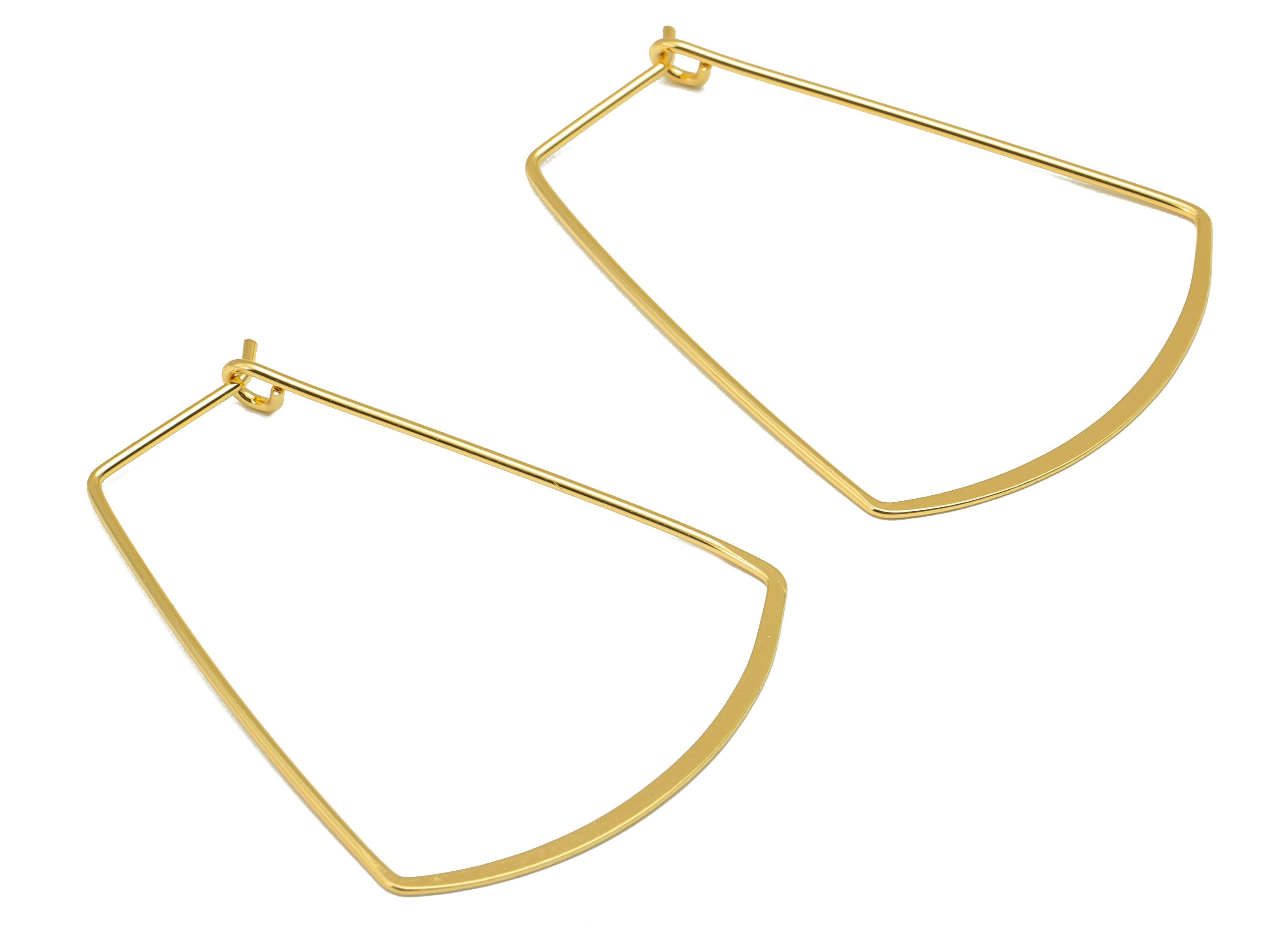 Brass Geometric Earring Wire - Geometric Ear Wire - Earring Findings - Jewelry Supplies-18K Real Gold Plated -41.66x31.5x1mm - RGP6706 - DOMEDBAZAAR