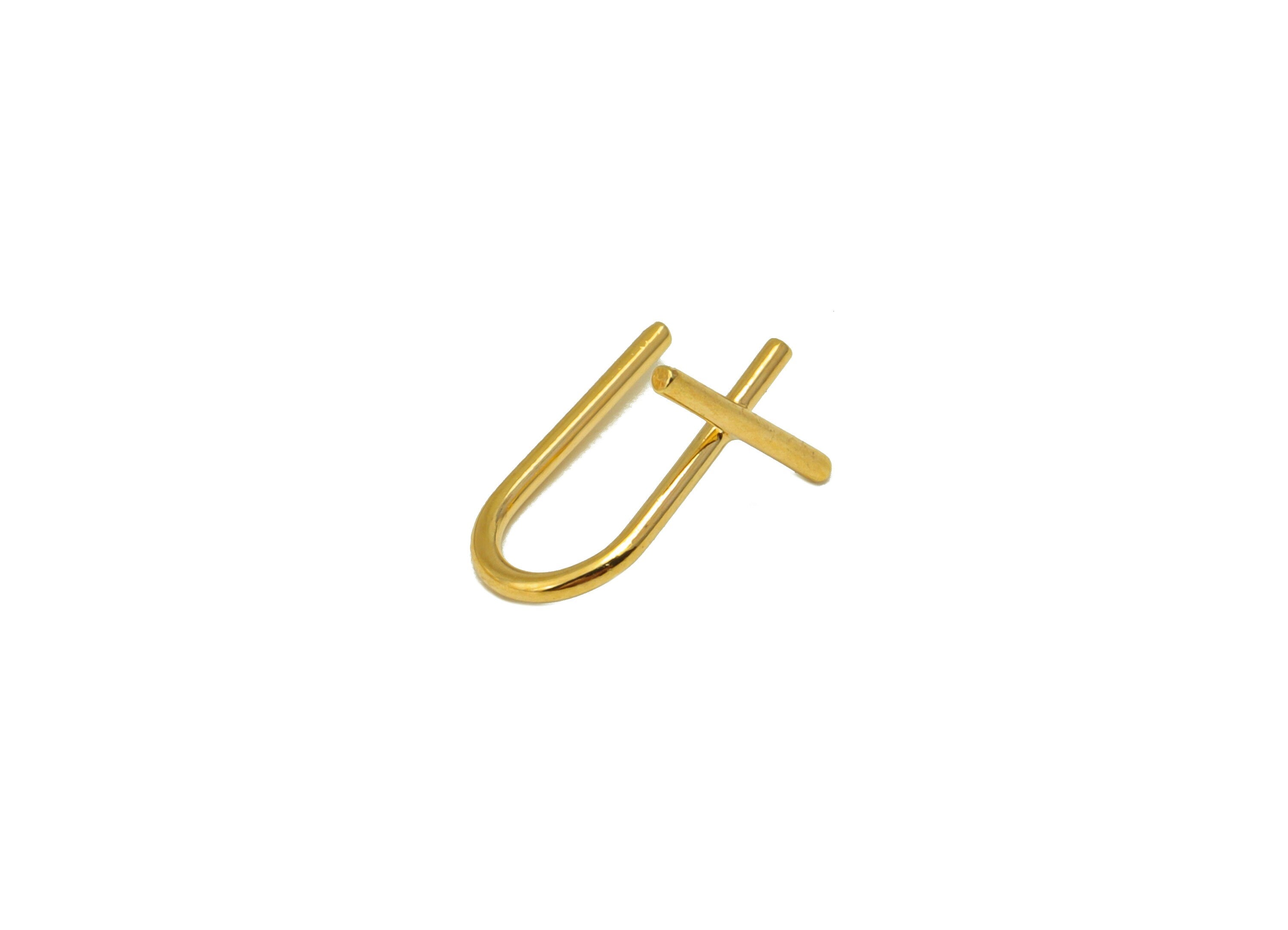 Brass Ear Cuff - Mini Earring Cuff - Gold U Ear Cuff - Wire Ear Cuff - 18K Gold Plated Brass -12.45x7.82x2.53mm- RGP6707G - DOMEDBAZAAR