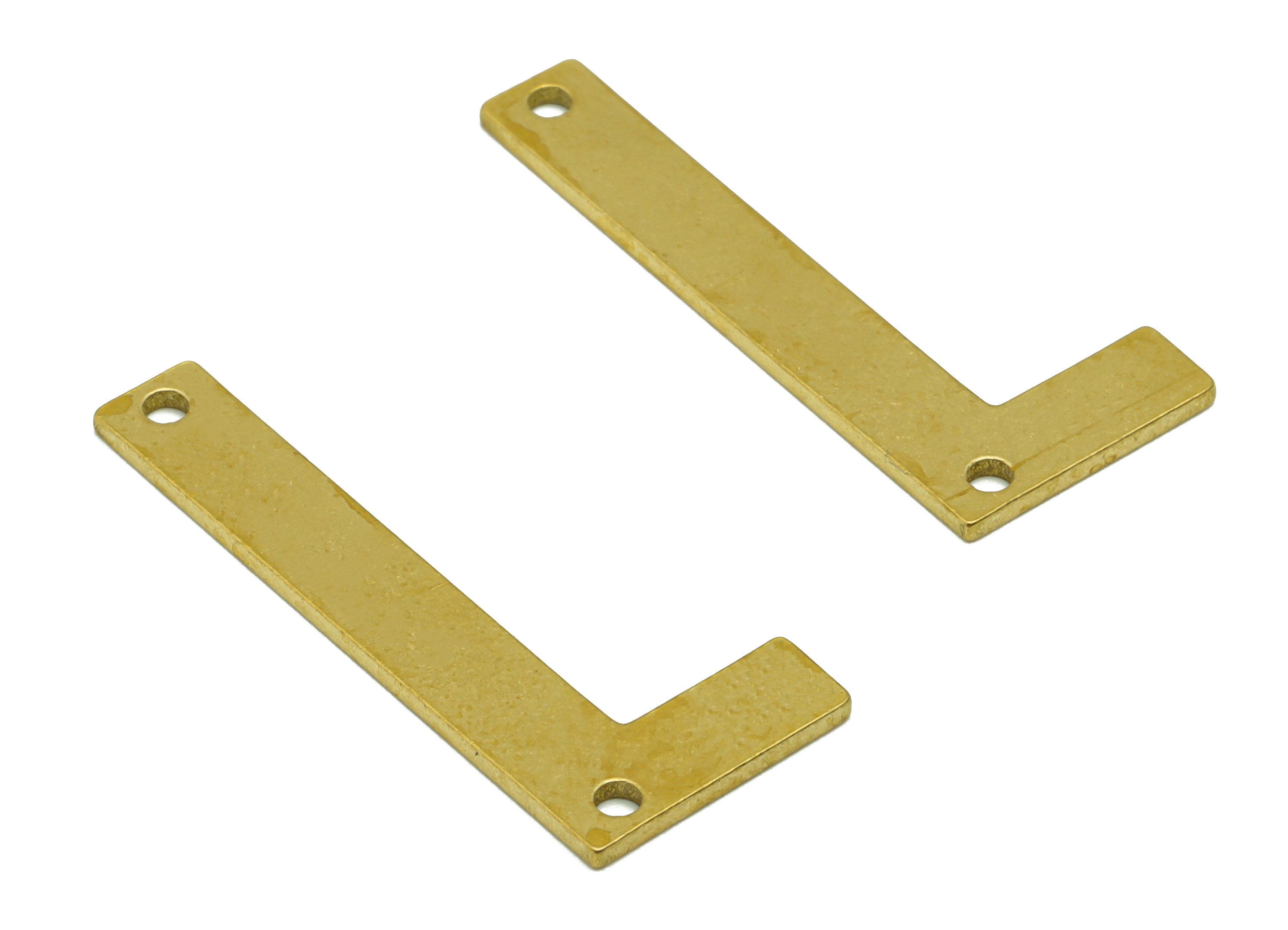 Brass Letter Earring Charm - Raw Brass L Connector -Brass Alphabet Connector-For Necklace - 29.9x12.31x1mm - PP8611L - DOMEDBAZAAR