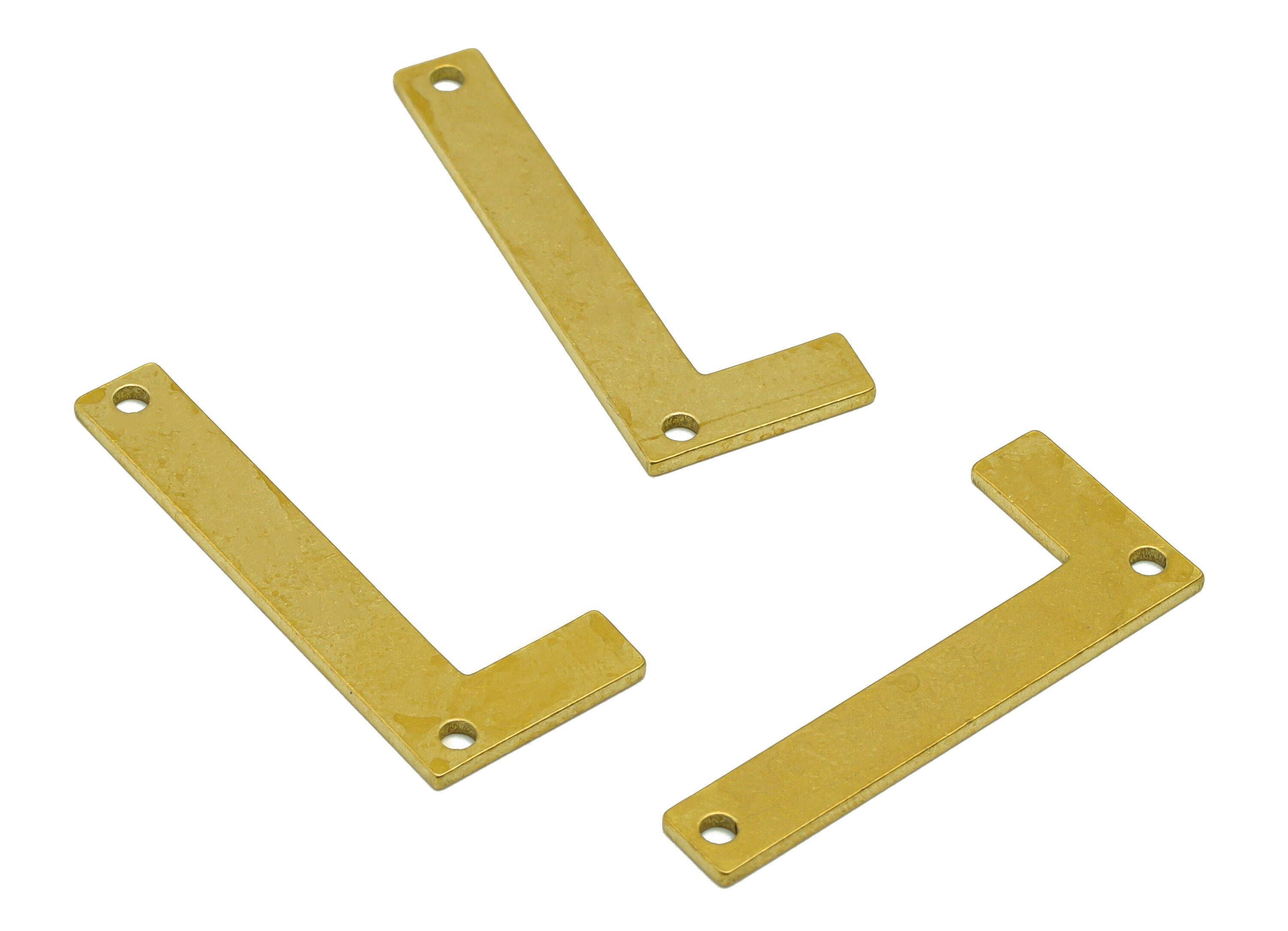 Brass Letter Earring Charm - Raw Brass L Connector -Brass Alphabet Connector-For Necklace - 29.9x12.31x1mm - PP8611L - DOMEDBAZAAR