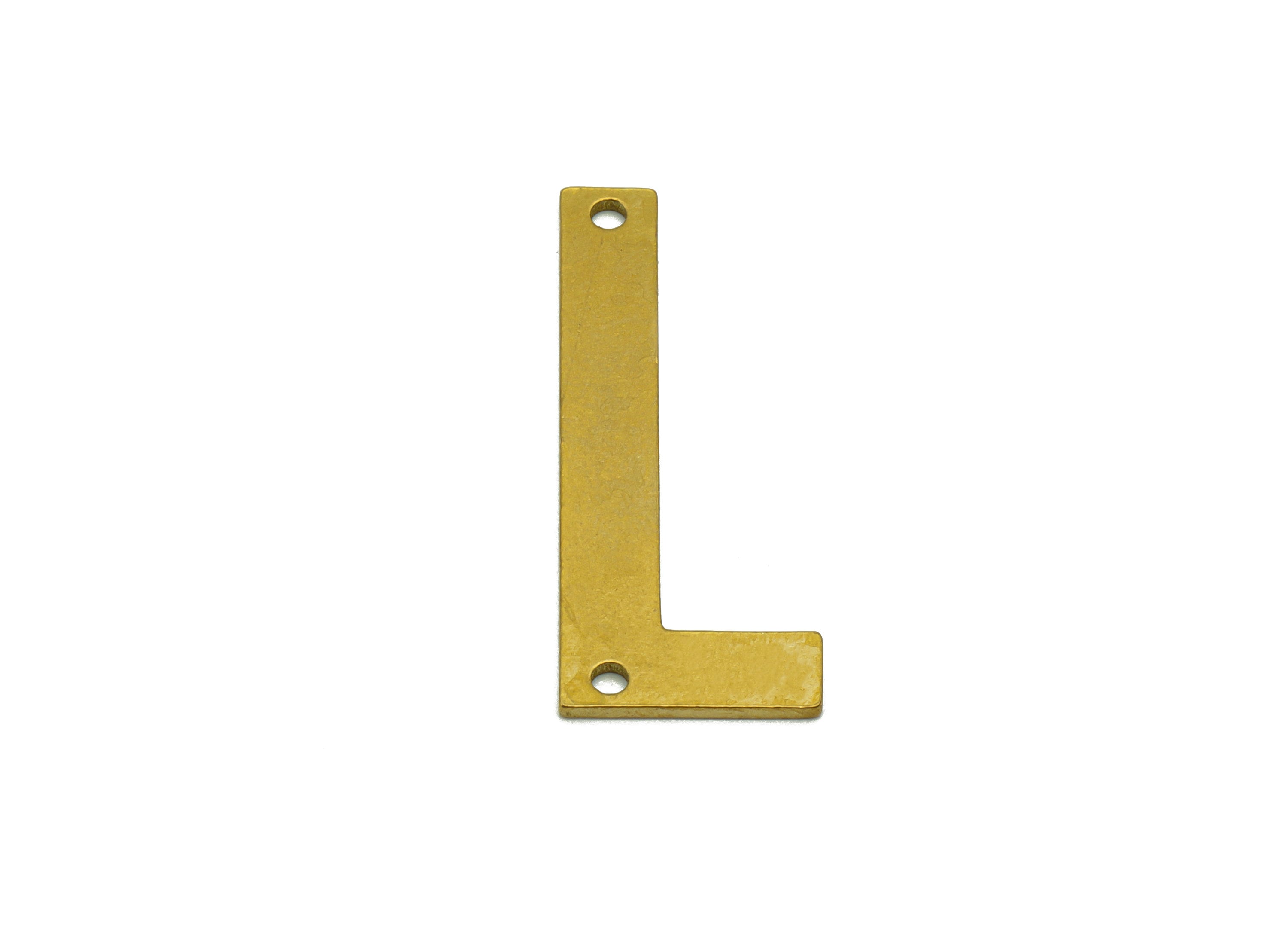 Brass Letter Earring Charm - Raw Brass L Connector -Brass Alphabet Connector-For Necklace - 29.9x12.31x1mm - PP8611L - DOMEDBAZAAR