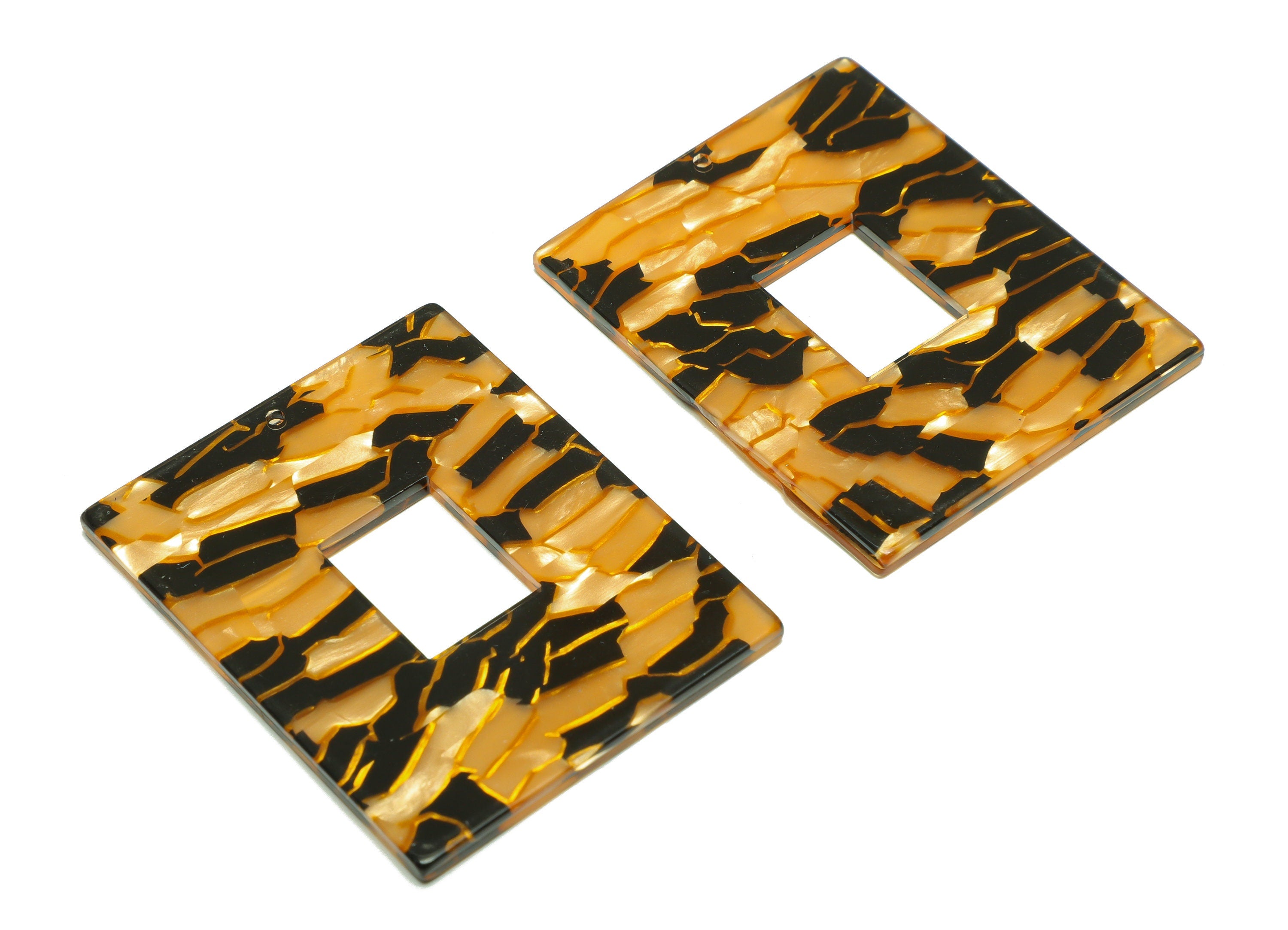 Acrylic Rectangle Charm - Geometry Mix Color Pendant - Big Rectangle Earring Charm - Jewelry Making - Code:A503- 49.18x39x2mm - AC2614-A503 - DOMEDBAZAAR