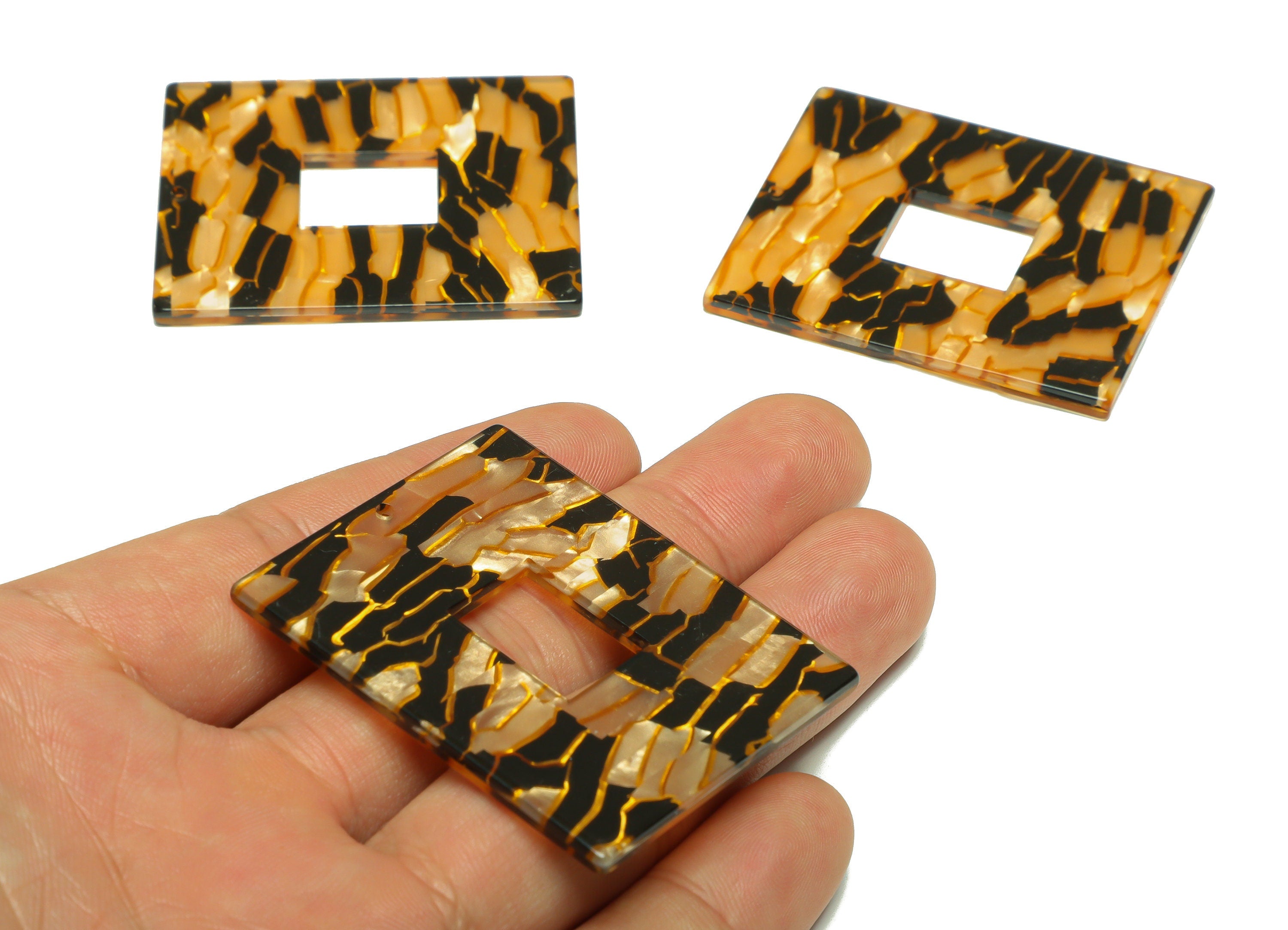 Acrylic Rectangle Charm - Geometry Mix Color Pendant - Big Rectangle Earring Charm - Jewelry Making - Code:A503- 49.18x39x2mm - AC2614-A503 - DOMEDBAZAAR