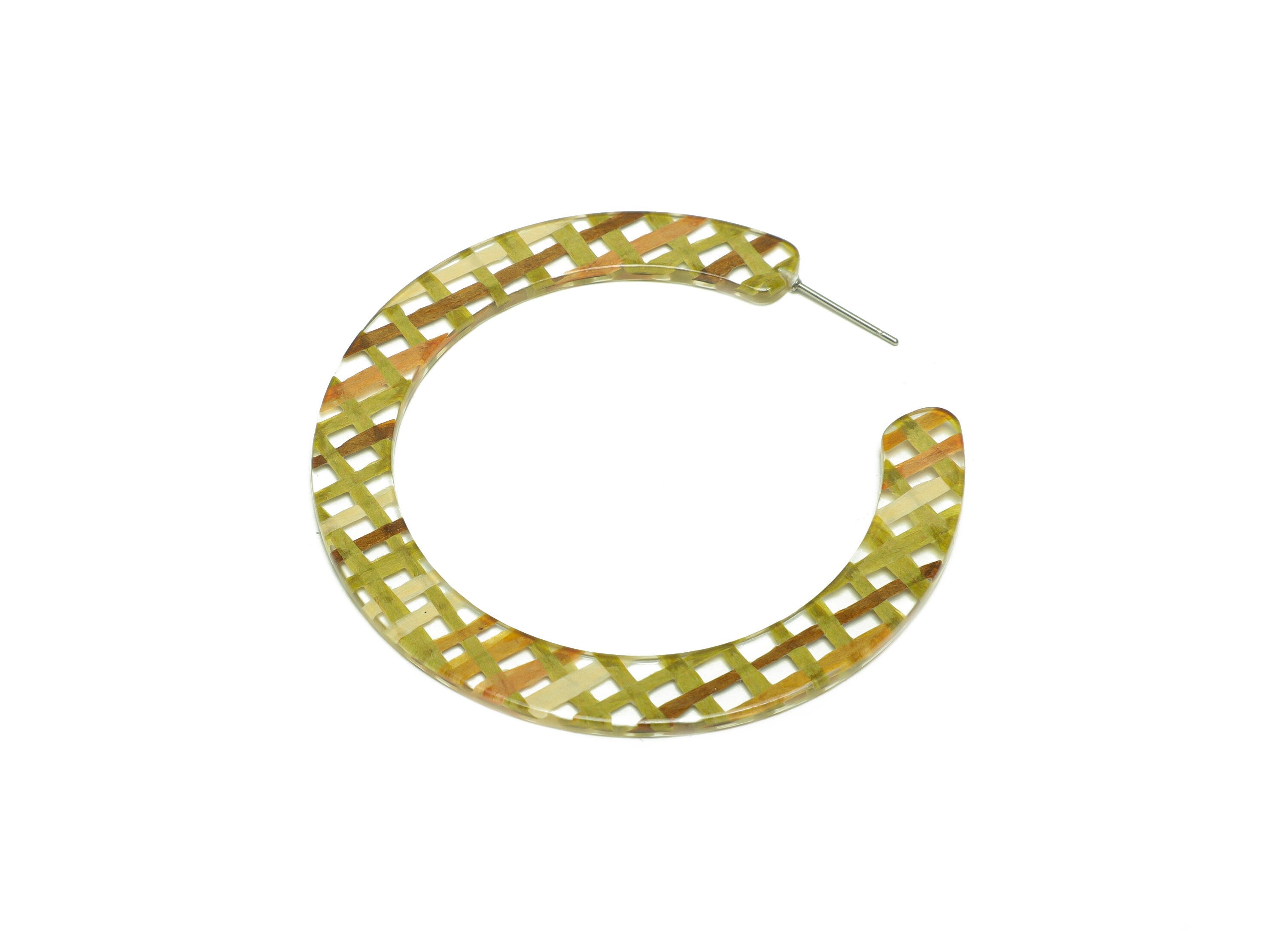 Acrylic Open Hoop Earrings Stud - Acrylic Hoop - Acrylic Round Earring Post - Open Circle - Color Code:A974 - 61x60x2mm - AC2615-A974 - DOMEDBAZAAR