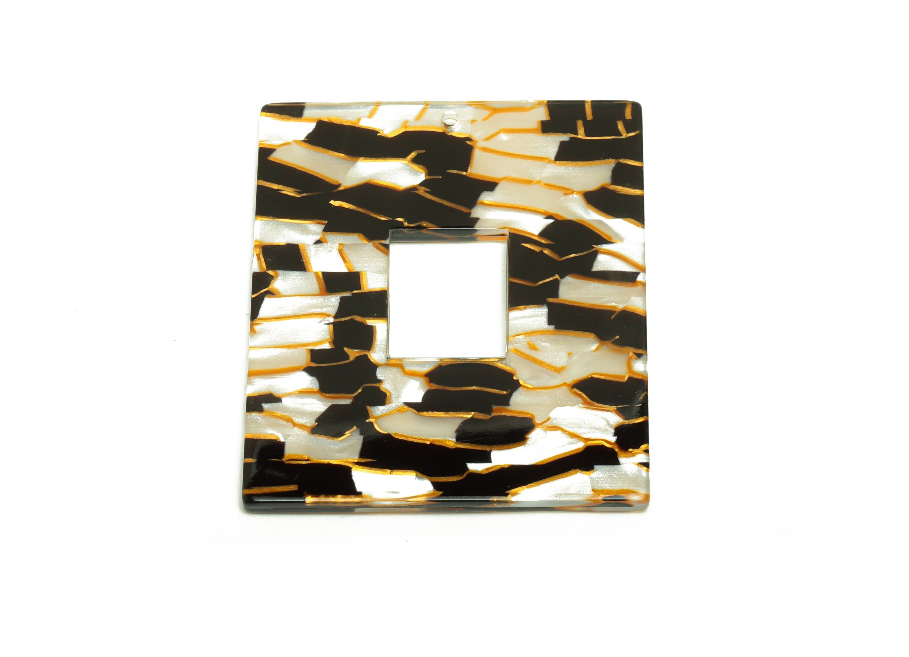 Acrylic Rectangle Charm - Geometry Zebra Print Pendant - Big Rectangle Earring Charm - Jewelry Making - Code:A403- 49.2x39x2mm - AC2614-A403 - DOMEDBAZAAR