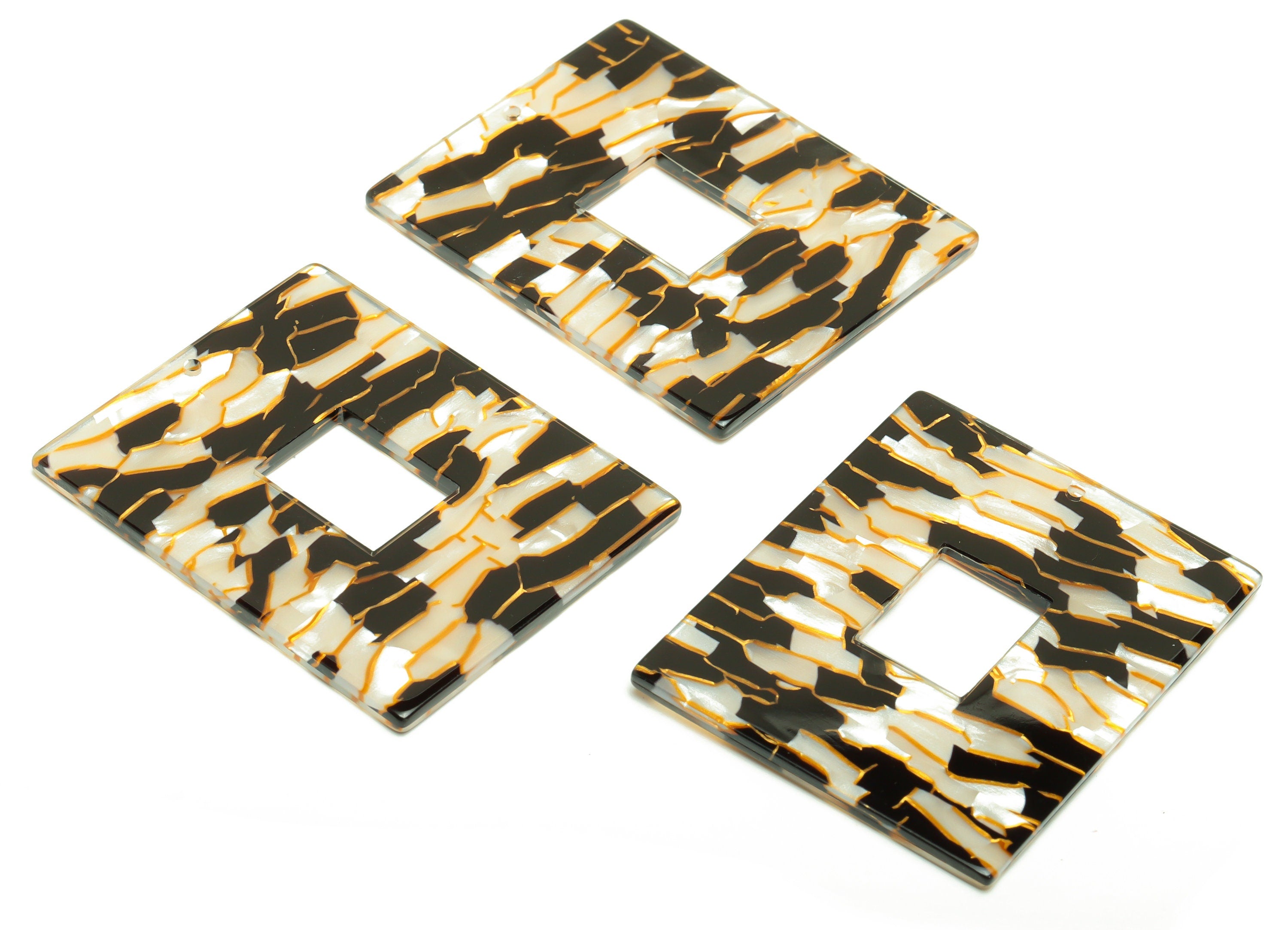 Acrylic Rectangle Charm - Geometry Zebra Print Pendant - Big Rectangle Earring Charm - Jewelry Making - Code:A403- 49.2x39x2mm - AC2614-A403 - DOMEDBAZAAR