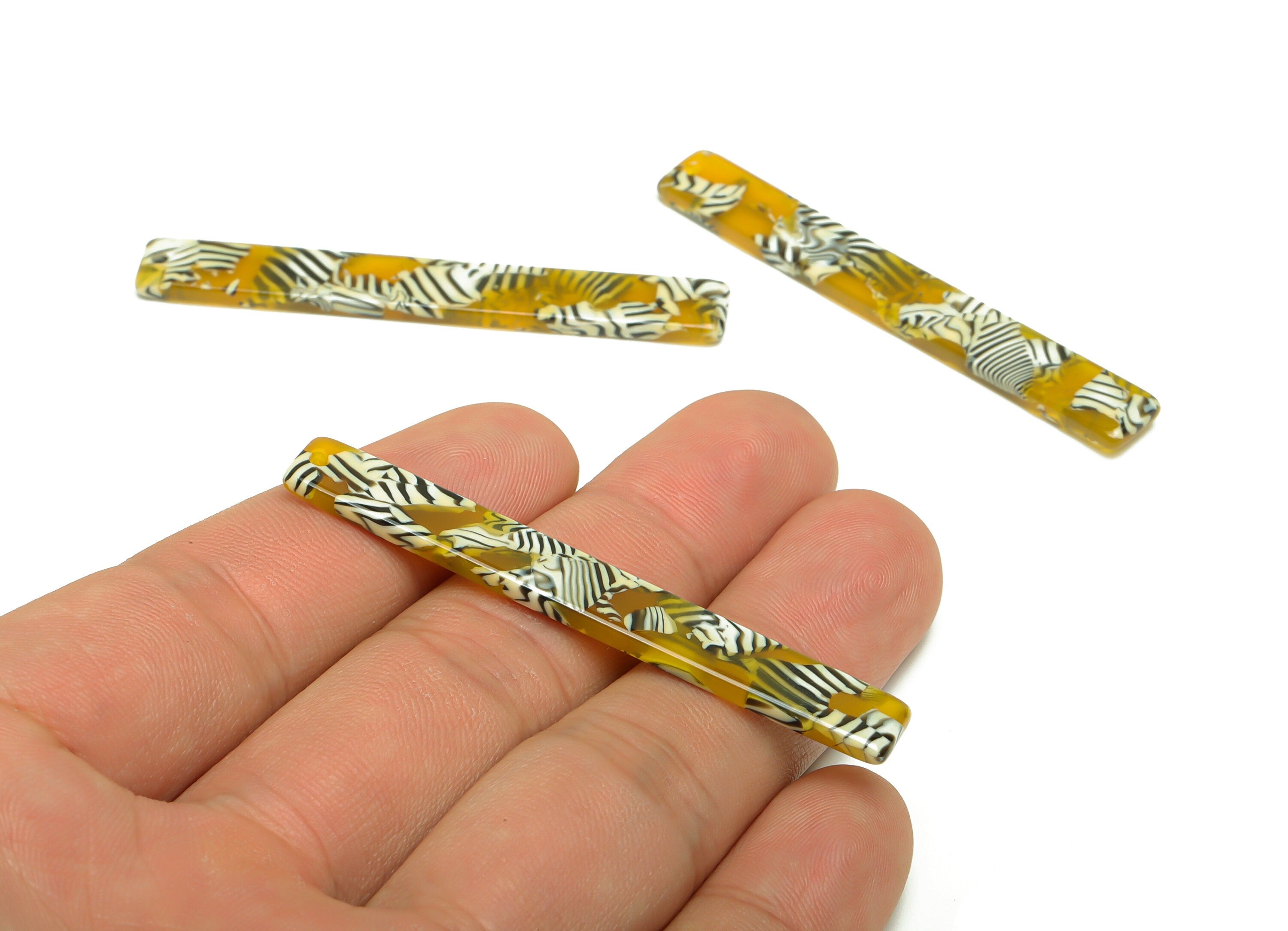 Acetate Stick Charms - Bar Earrings and Pendant - Rainbow Earring Charm - Jewelry Supplies - Color Code: A504 - 59x7.8x2.56mm - AC2622-A528 - DOMEDBAZAAR