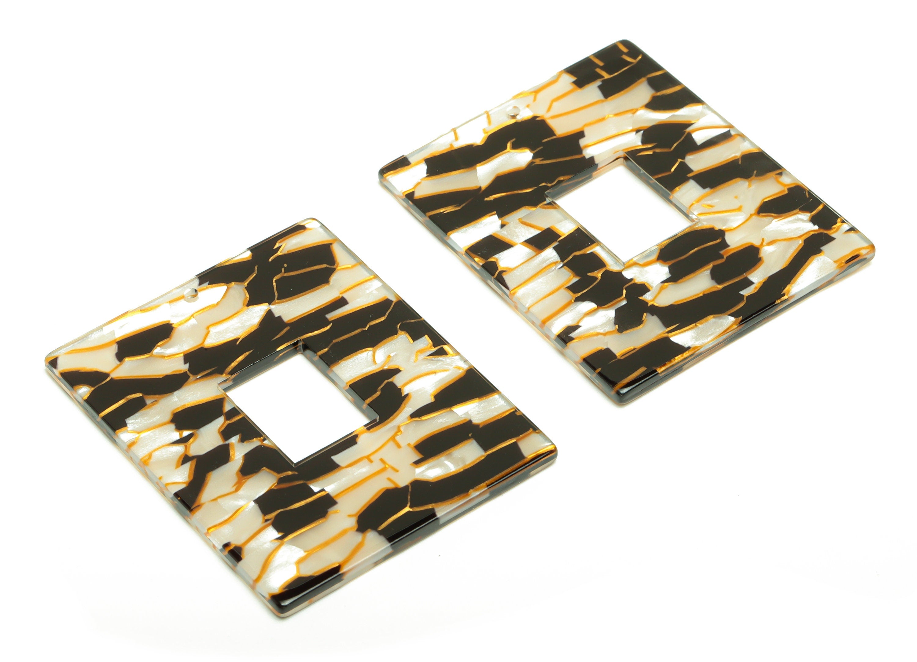 Acrylic Rectangle Charm - Geometry Zebra Print Pendant - Big Rectangle Earring Charm - Jewelry Making - Code:A403- 49.2x39x2mm - AC2614-A403 - DOMEDBAZAAR