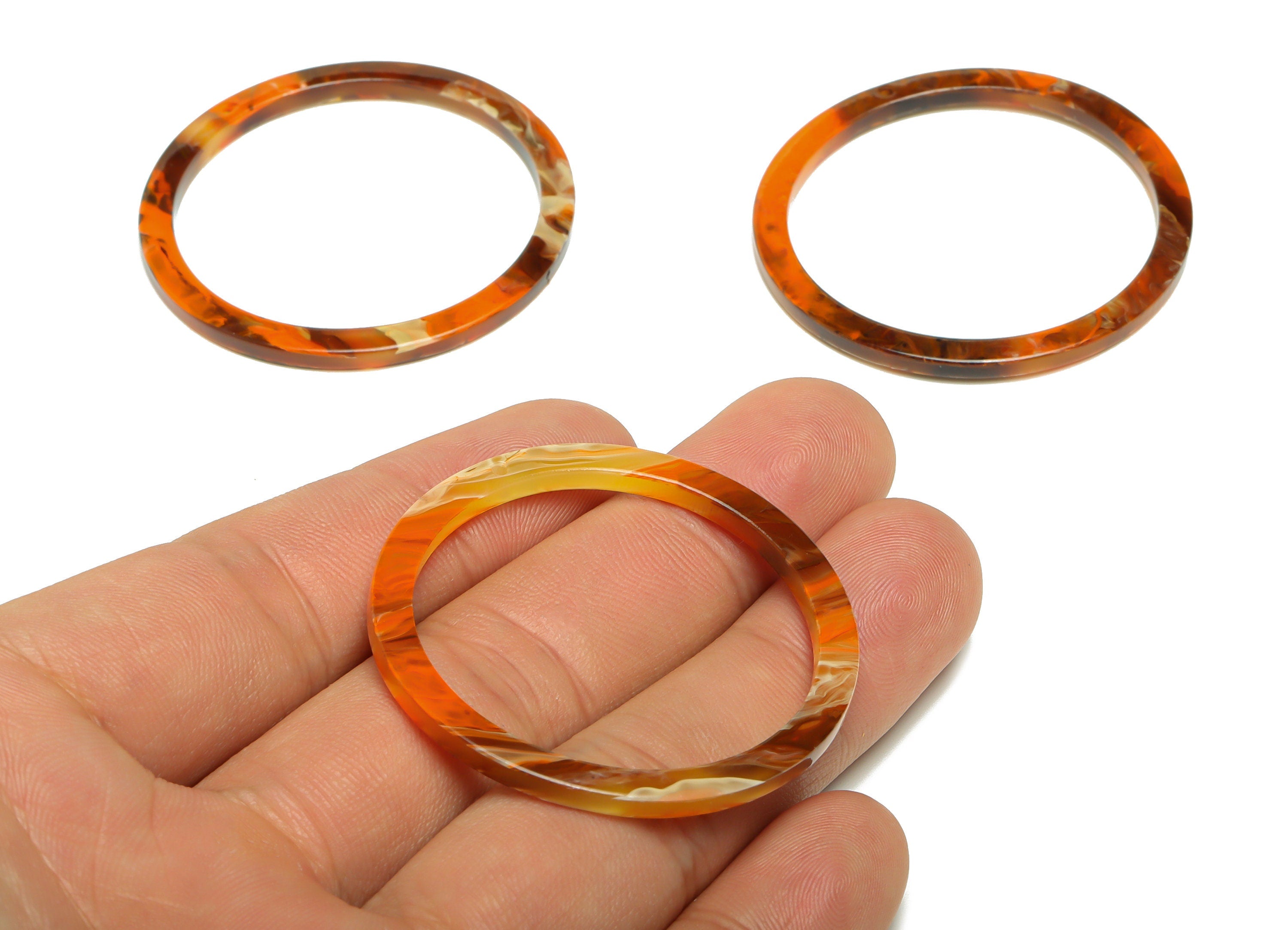 Acrylic Hoop Earrings Charms - Circle Pendant - Rainbow Earring Findings - Jewelry Supplies - Color Code:A937 - 44x44.3x2mm -AC2620-A937 - DOMEDBAZAAR