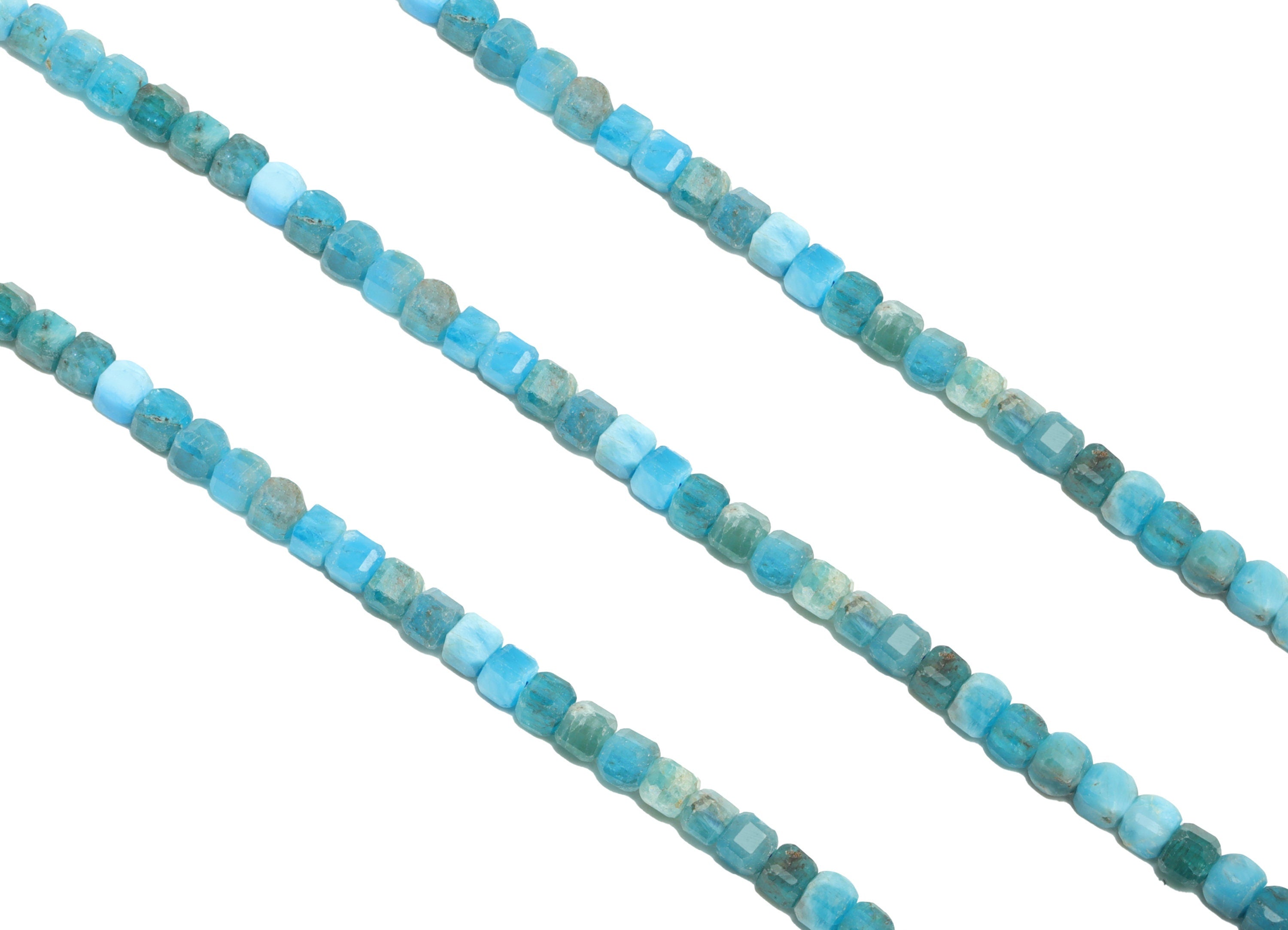 Blue Apatite Cube Beads - Natural Stone Crystal - Blue Appetite Gemstone Beads - 15.5 &quot; / 1 Strand Cube Beads 3 mm - Stone Beads - NS2035 - DOMEDBAZAAR
