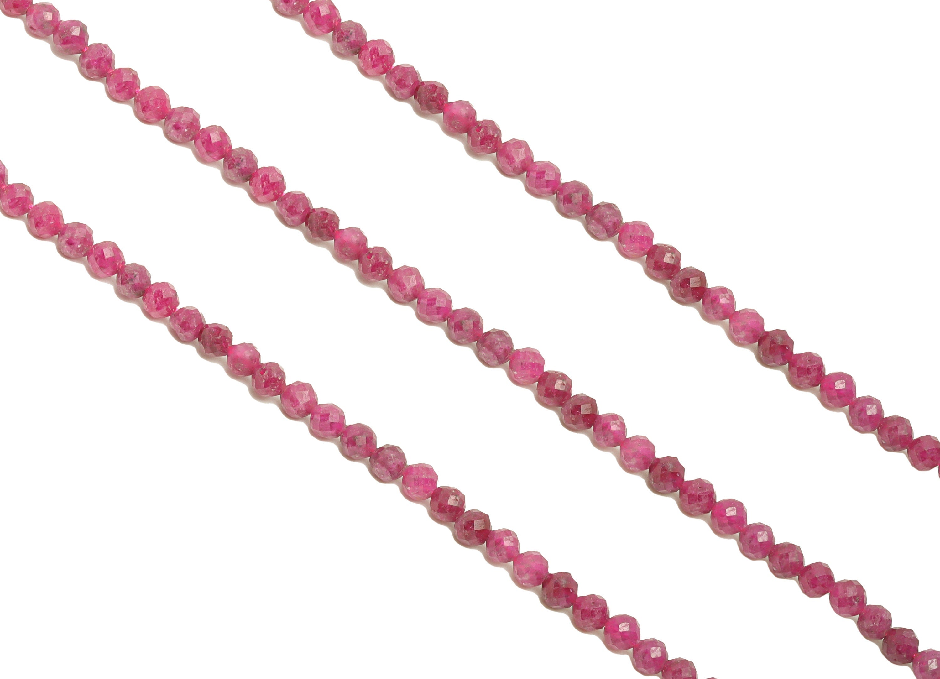 3.5mm Ruby Round Beads - Gemstone Purple Ruby Beads - 15.5 &quot;/ Strand Faceted Round Beads - Natural Stone Crystal - NS2038 - DOMEDBAZAAR