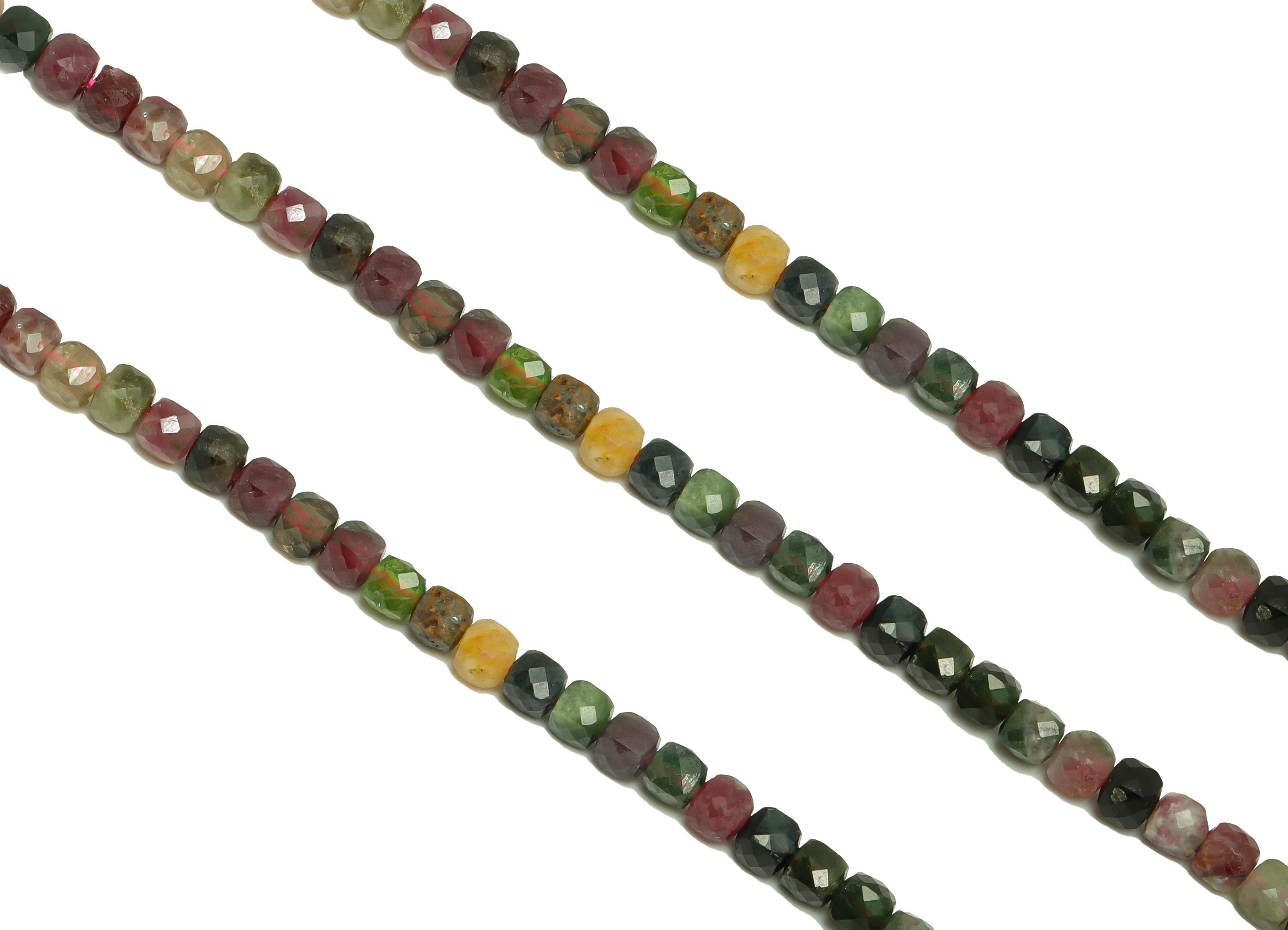 4mm Tourmaline Cube Beads - Natural Stone Crystal - Gemstone Tourmaline Beads - 15.5 &quot;/ Strand Faceted Cube Beads 4 mm - Stone Beads -NS2031 - DOMEDBAZAAR