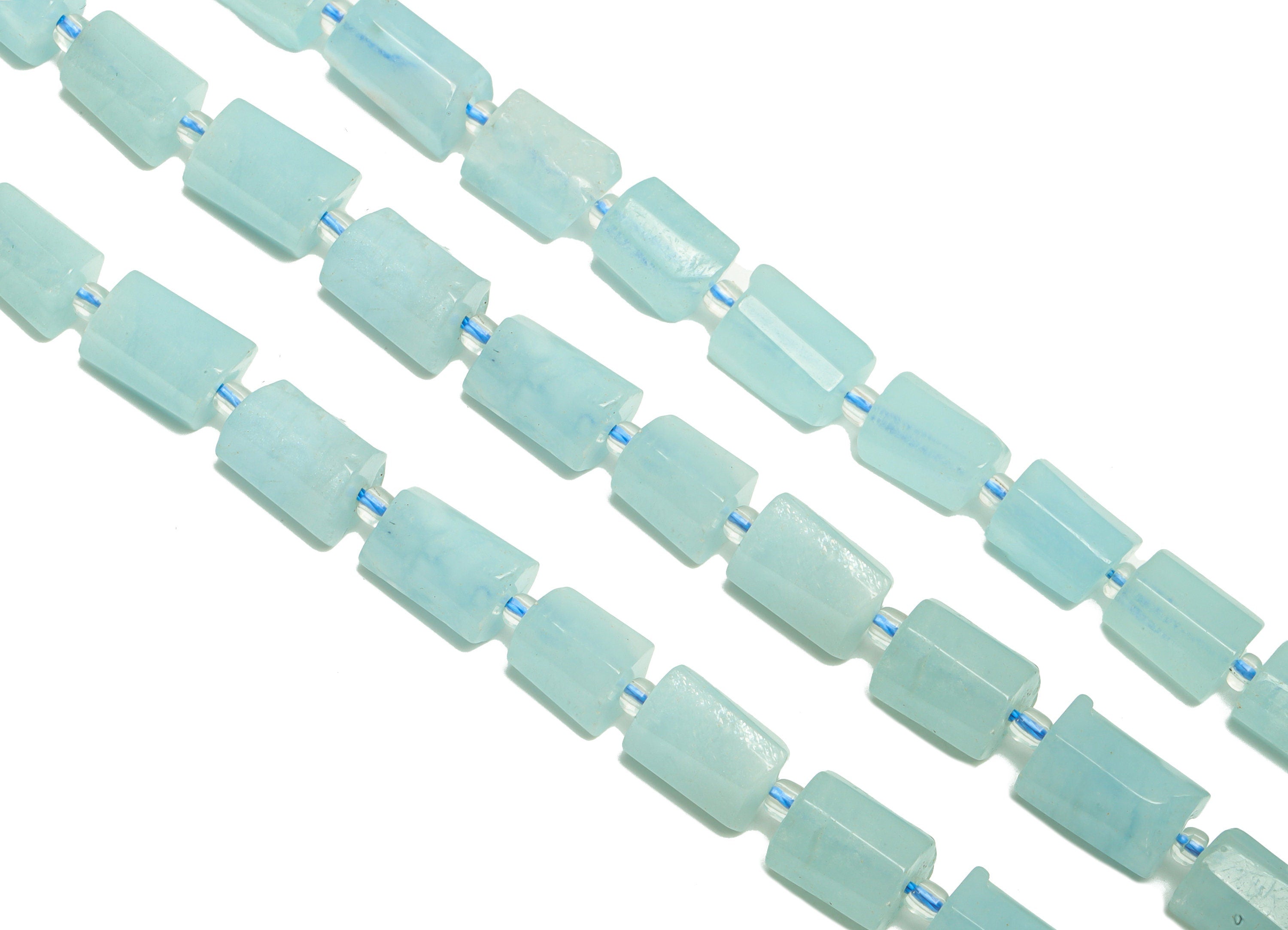 6*10mm Aquamarine Rectangle Beads - Bead Crystal - Blue Africa Aquamarine Beads - 15.5 &quot;/ Strand Cylinder Bead - Natural Crystal Bead-NS2059 - DOMEDBAZAAR