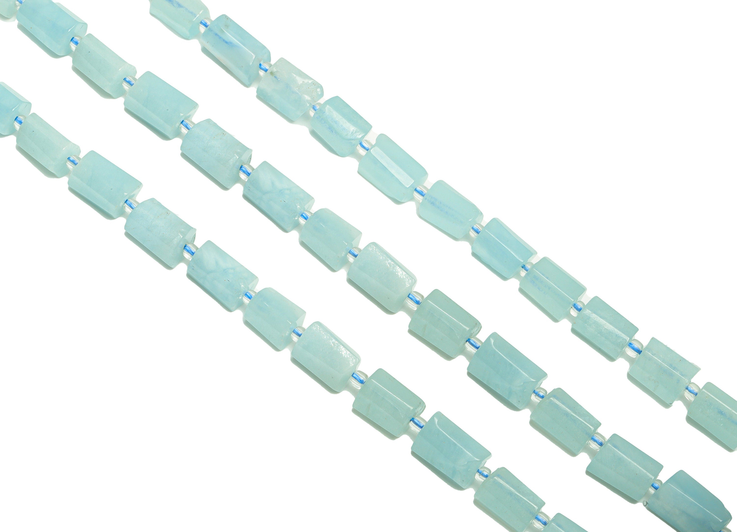6*10mm Aquamarine Rectangle Beads - Bead Crystal - Blue Africa Aquamarine Beads - 15.5 &quot;/ Strand Cylinder Bead - Natural Crystal Bead-NS2059 - DOMEDBAZAAR