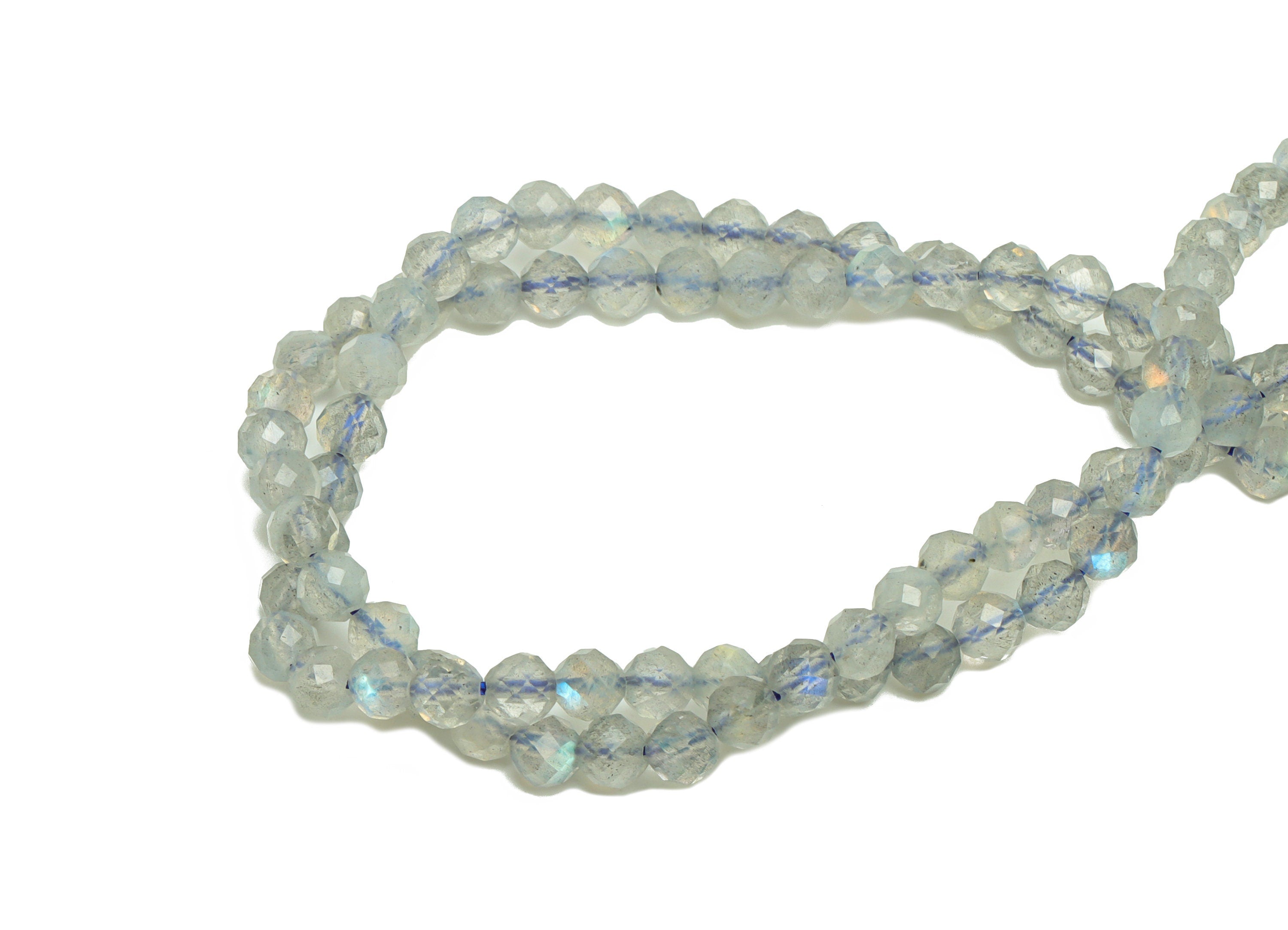 4mm Labradorite Round Beads - Crystal Beads - Gemstone Labradorite Beads - 15.5 &quot;/ Strand Faceted Round Beads - Natural Beads - NS2040 - DOMEDBAZAAR