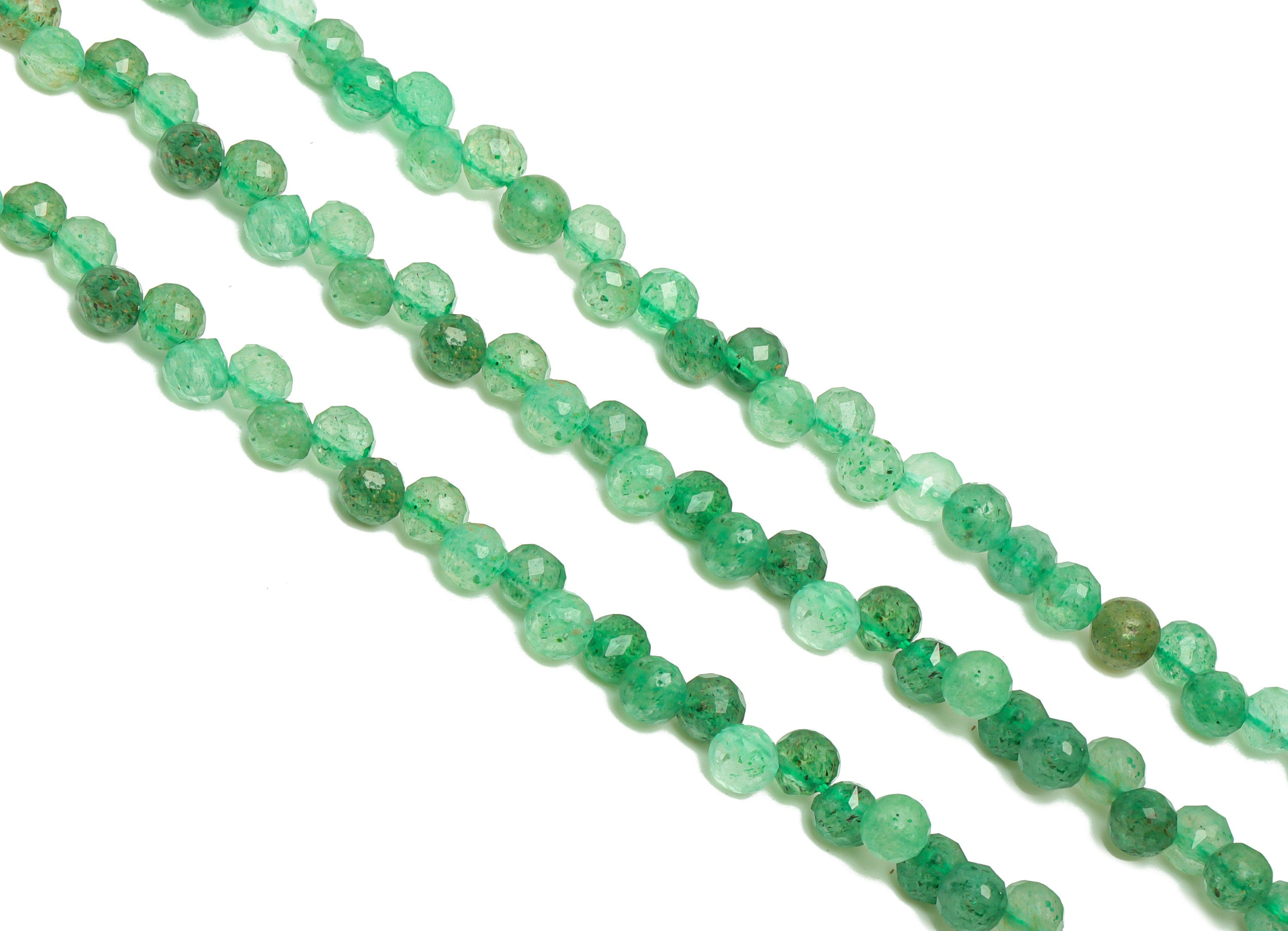 5.3mm Green Strawberry Crystal Round Beads - Crystal Beads - Gemstone Green Strawberry Beads - 15.5 &quot;/ Strand Faceted Round Beads - NS2071 - DOMEDBAZAAR