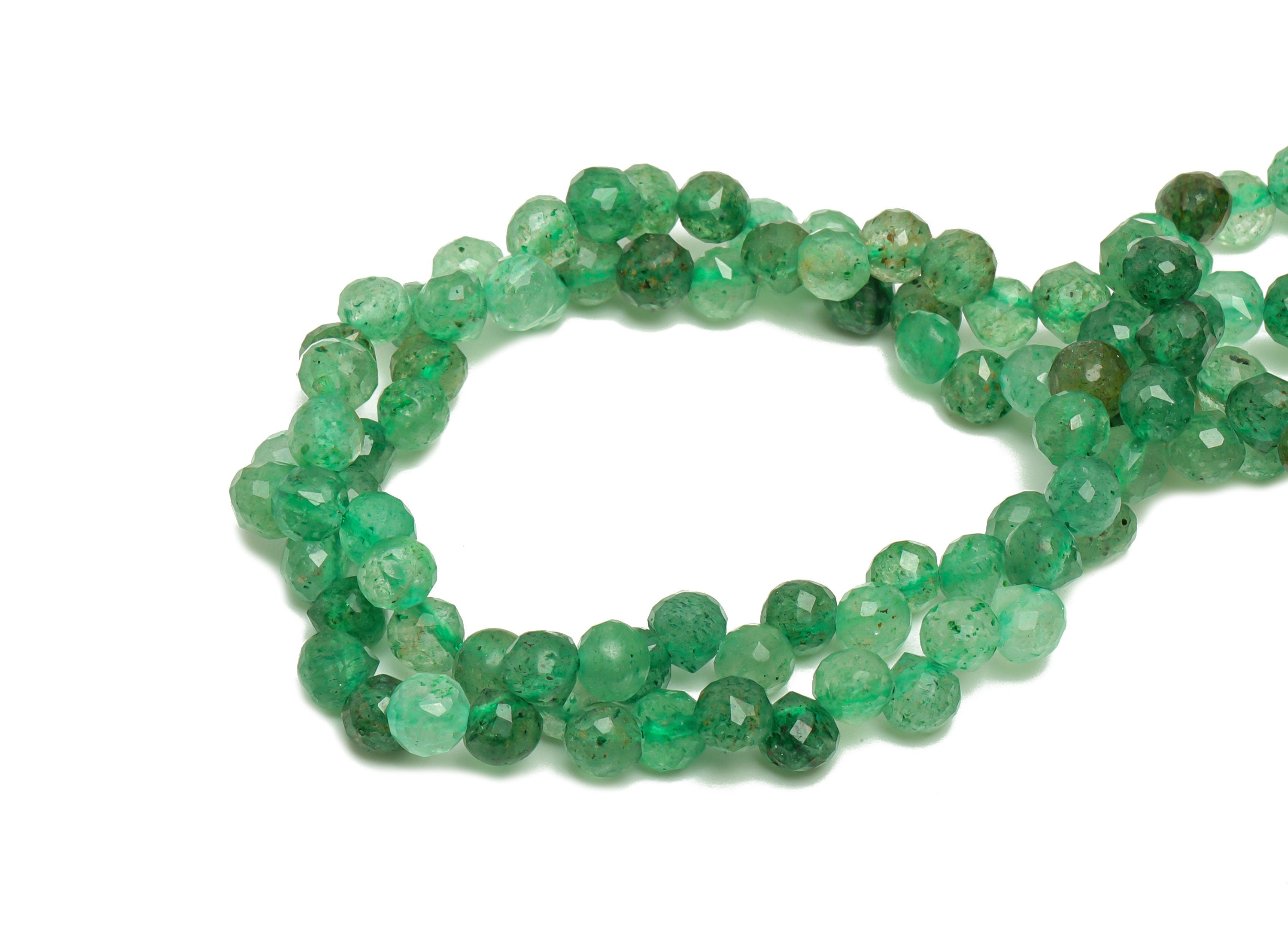 5.3mm Green Strawberry Crystal Round Beads - Crystal Beads - Gemstone Green Strawberry Beads - 15.5 &quot;/ Strand Faceted Round Beads - NS2071 - DOMEDBAZAAR