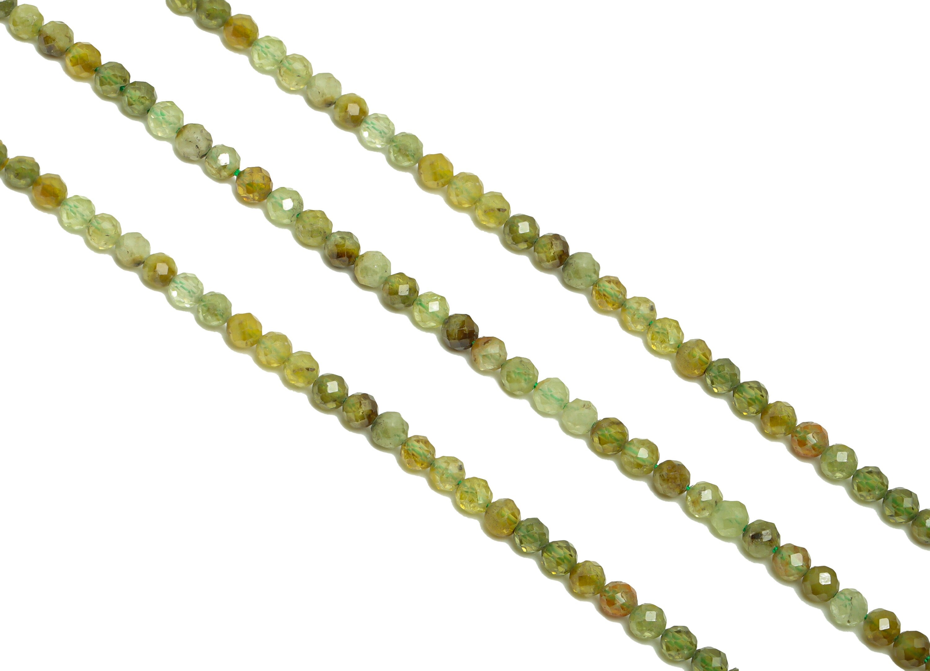 3.5mm Green Garnet Round Beads - Natural Beads Crystal - Gemstone Green Garnet Beads - 15.5 &quot;/ Strand Faceted Round Beads - NS2053 - DOMEDBAZAAR