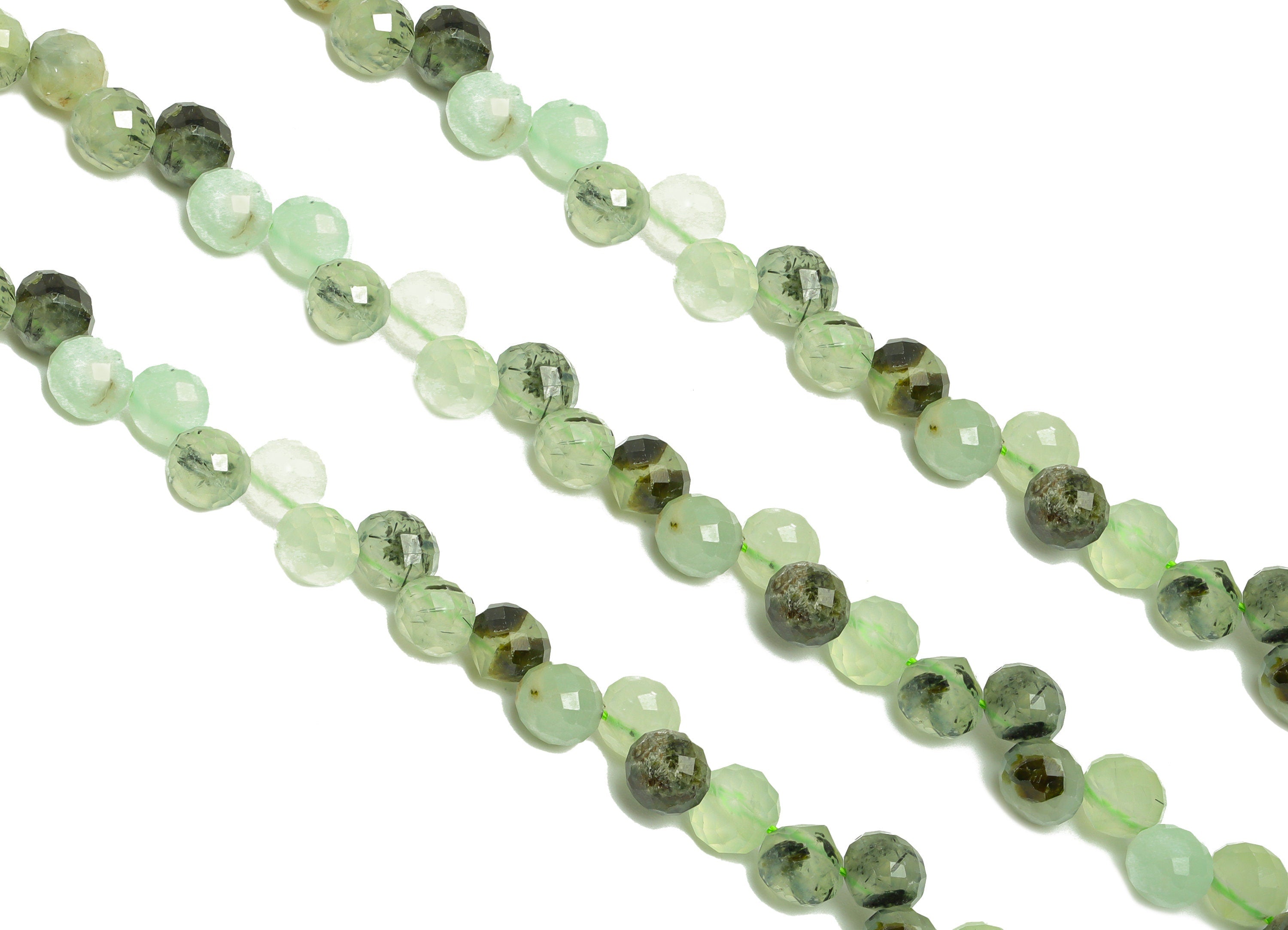 6mm Prehnite Round Beads - Natural Stone Beads - Gemstone Green Prehnite Beads - 15.5 &quot;/ Strand Faceted Round Beads - Crystal Beads - NS2024 - DOMEDBAZAAR