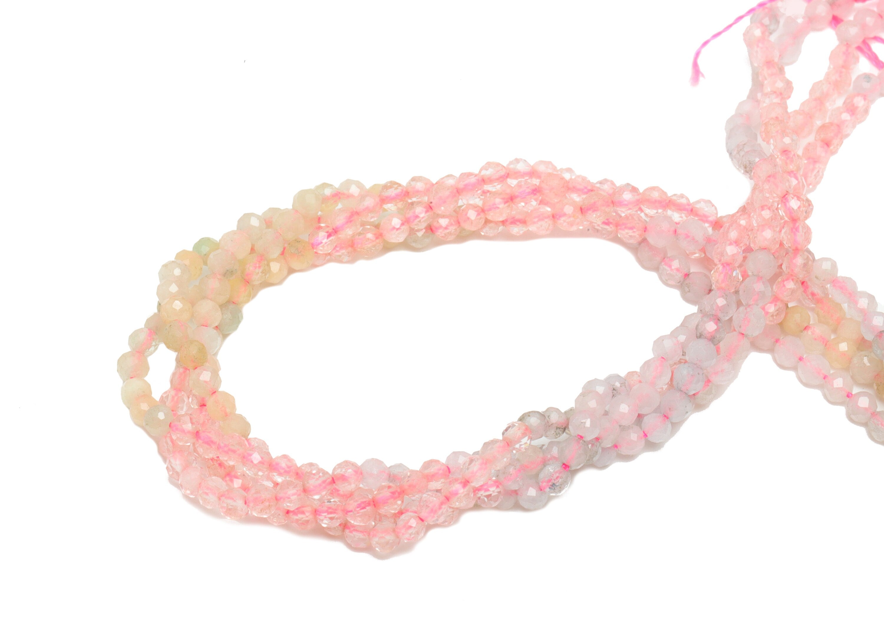 3.45mm Morganite Round Beads - Crystal Beads - Gemstone Morganite Beads - 15.5 &quot;/ Strand Faceted Round Beads - Morganite Beads - NS2067 - DOMEDBAZAAR