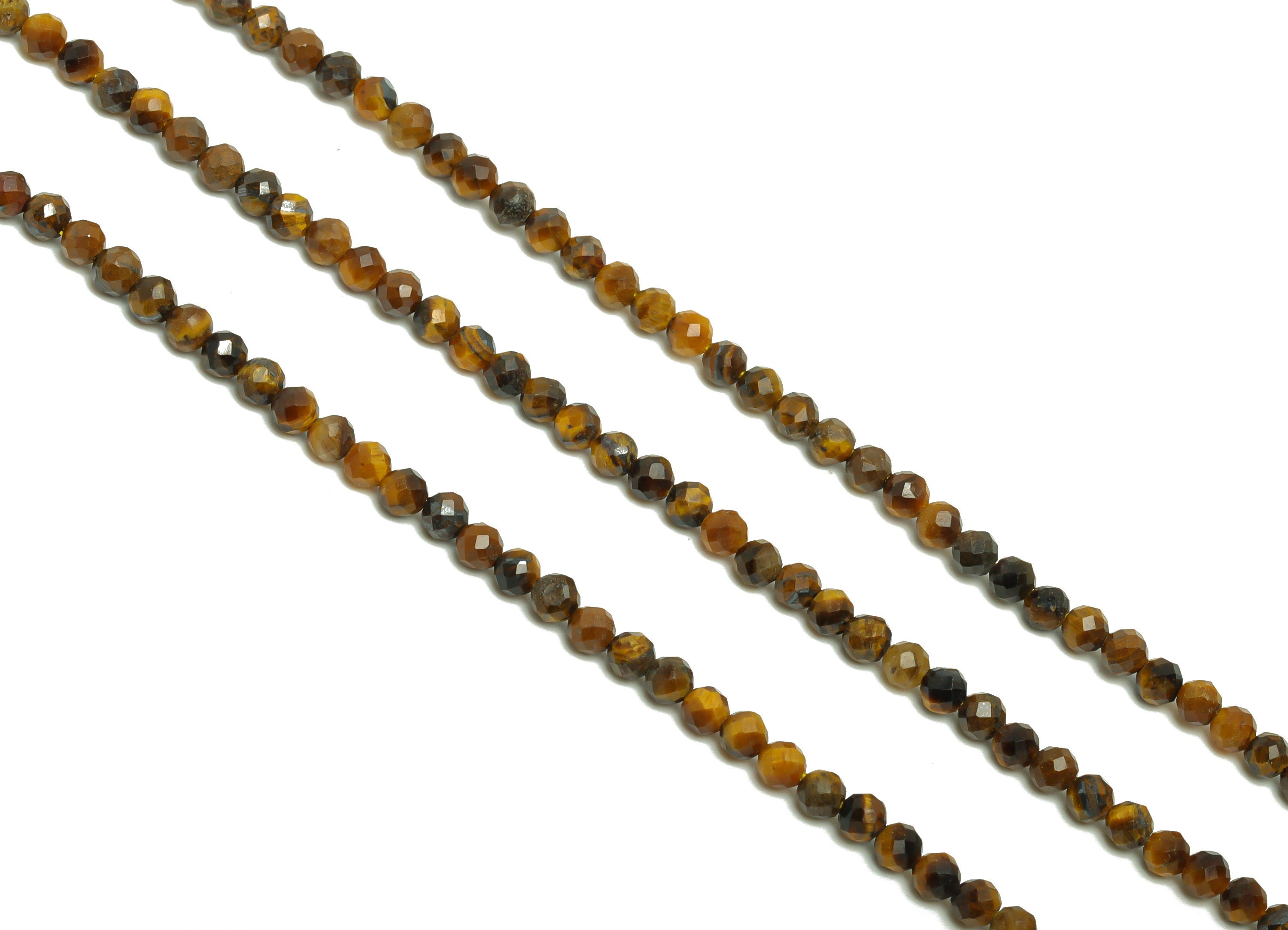 3.3mm Tiger Eye Round Beads - Natural Beads Crystal - Gemstone Tiger Eye Beads - 15.5 &quot;/ Strand Faceted Round Beads - Crystal Bead- NS2069 - DOMEDBAZAAR