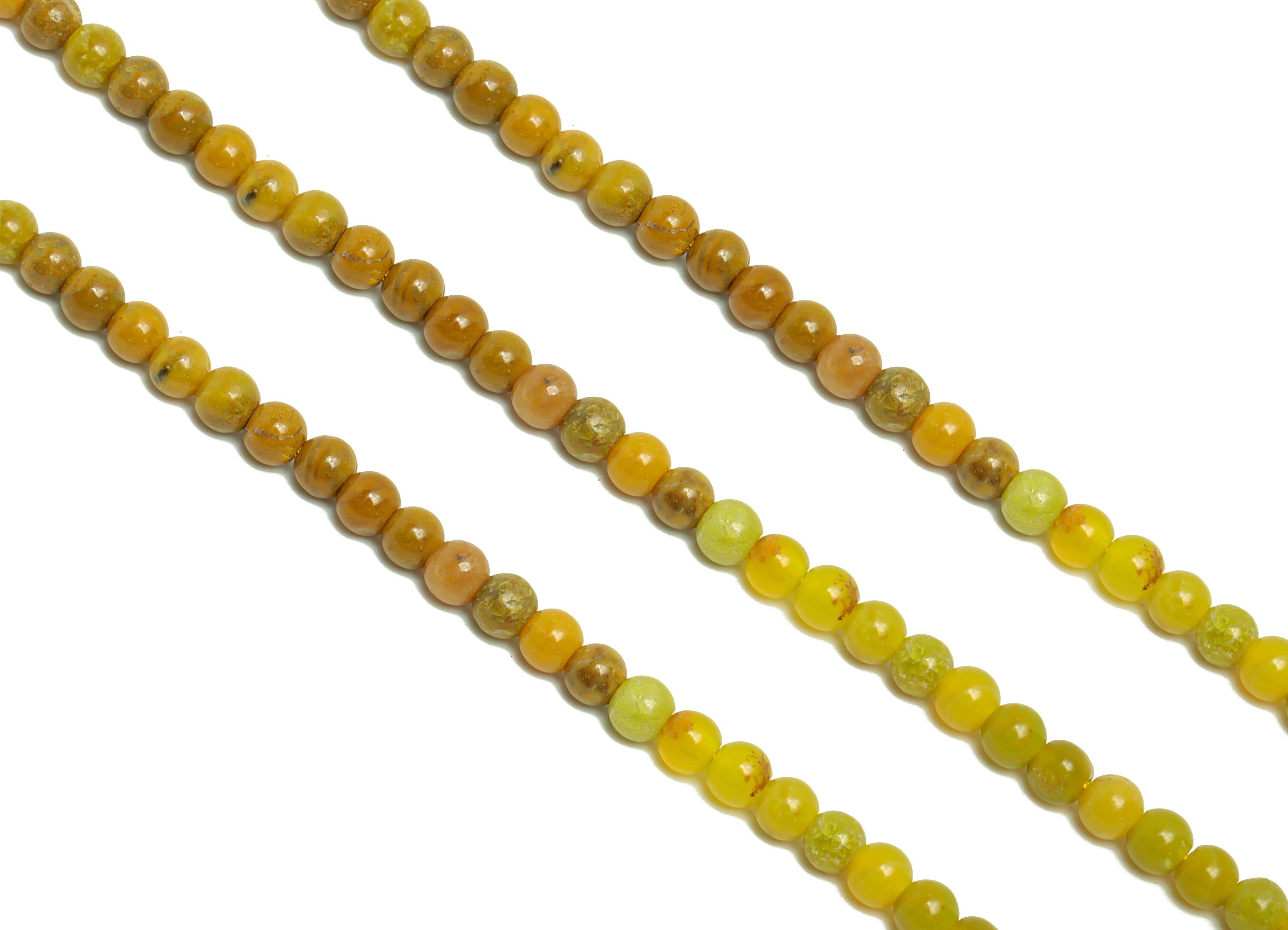 3.5mm Yellow Opal Round Beads - Natural Beads Crystal - Gemstone Yellow Opal Beads - 15.5 &quot;/ Strand Round Beads - Crystal Bead- NS2033 - DOMEDBAZAAR