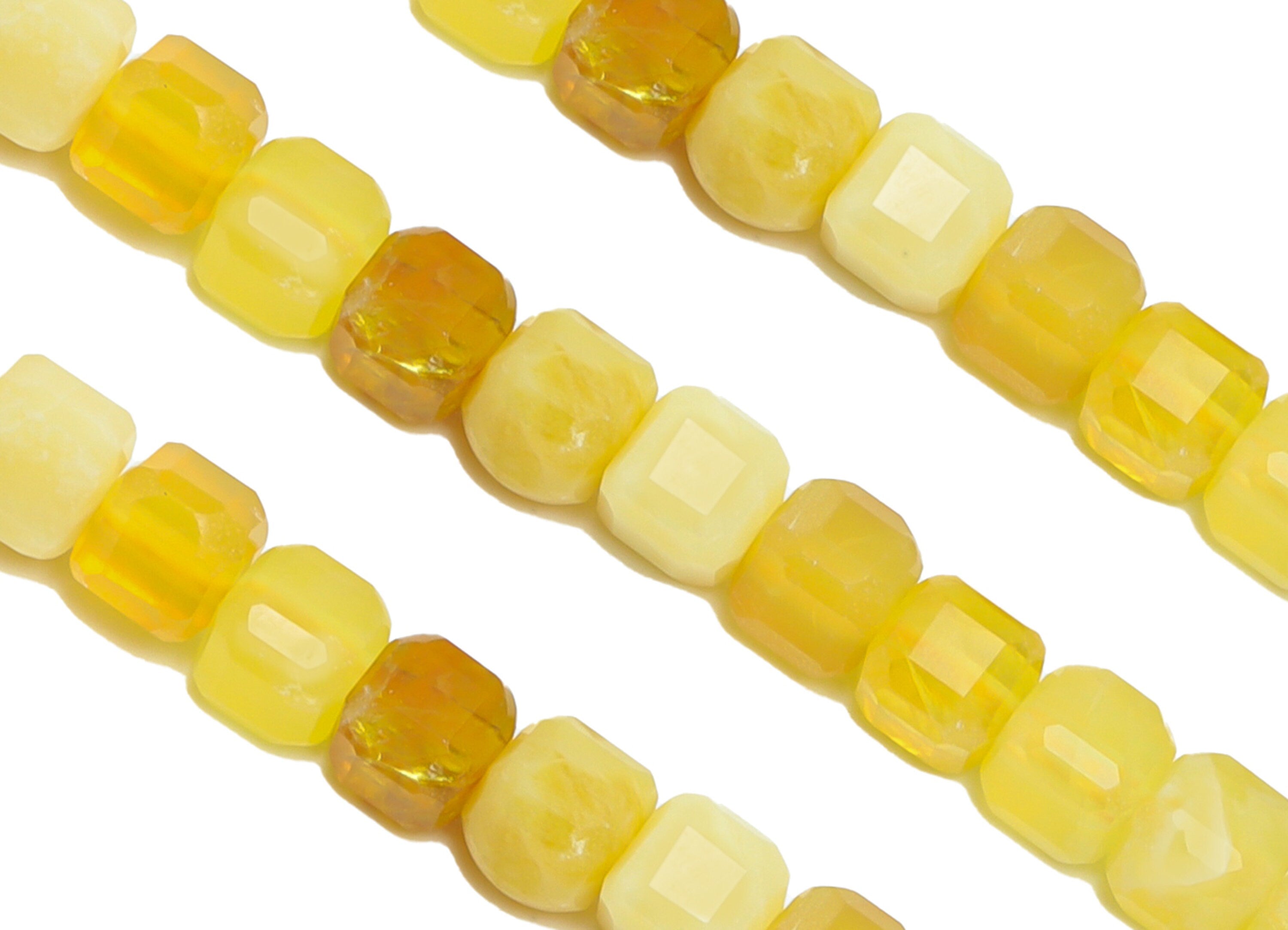 4.7mm Yellow Opal Cube Beads - Natural Beads Crystal - Gemstone Yellow Opal Beads - 15.5 &quot;/ Strand Cube Faceted Beads - Crystal Bead- NS2076 - DOMEDBAZAAR