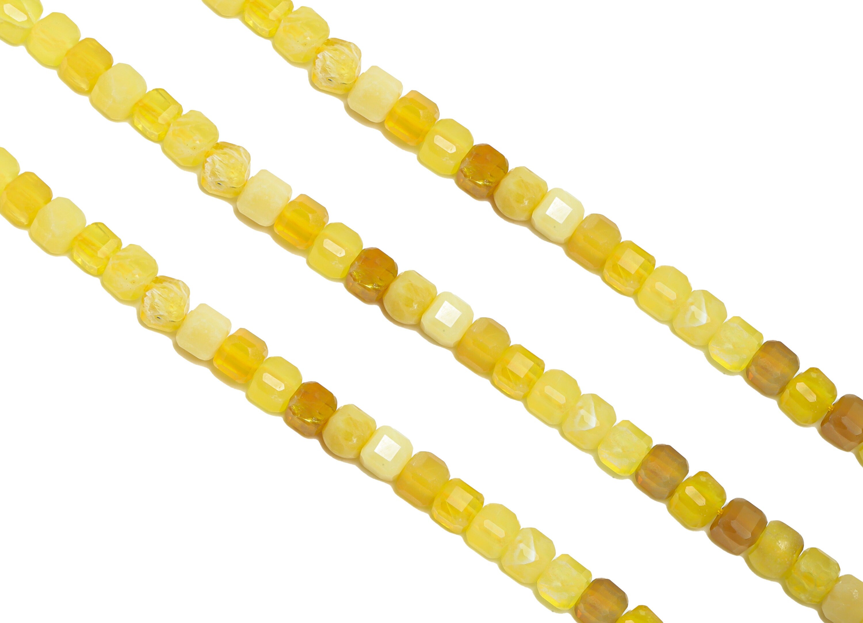4.7mm Yellow Opal Cube Beads - Natural Beads Crystal - Gemstone Yellow Opal Beads - 15.5 &quot;/ Strand Cube Faceted Beads - Crystal Bead- NS2076 - DOMEDBAZAAR