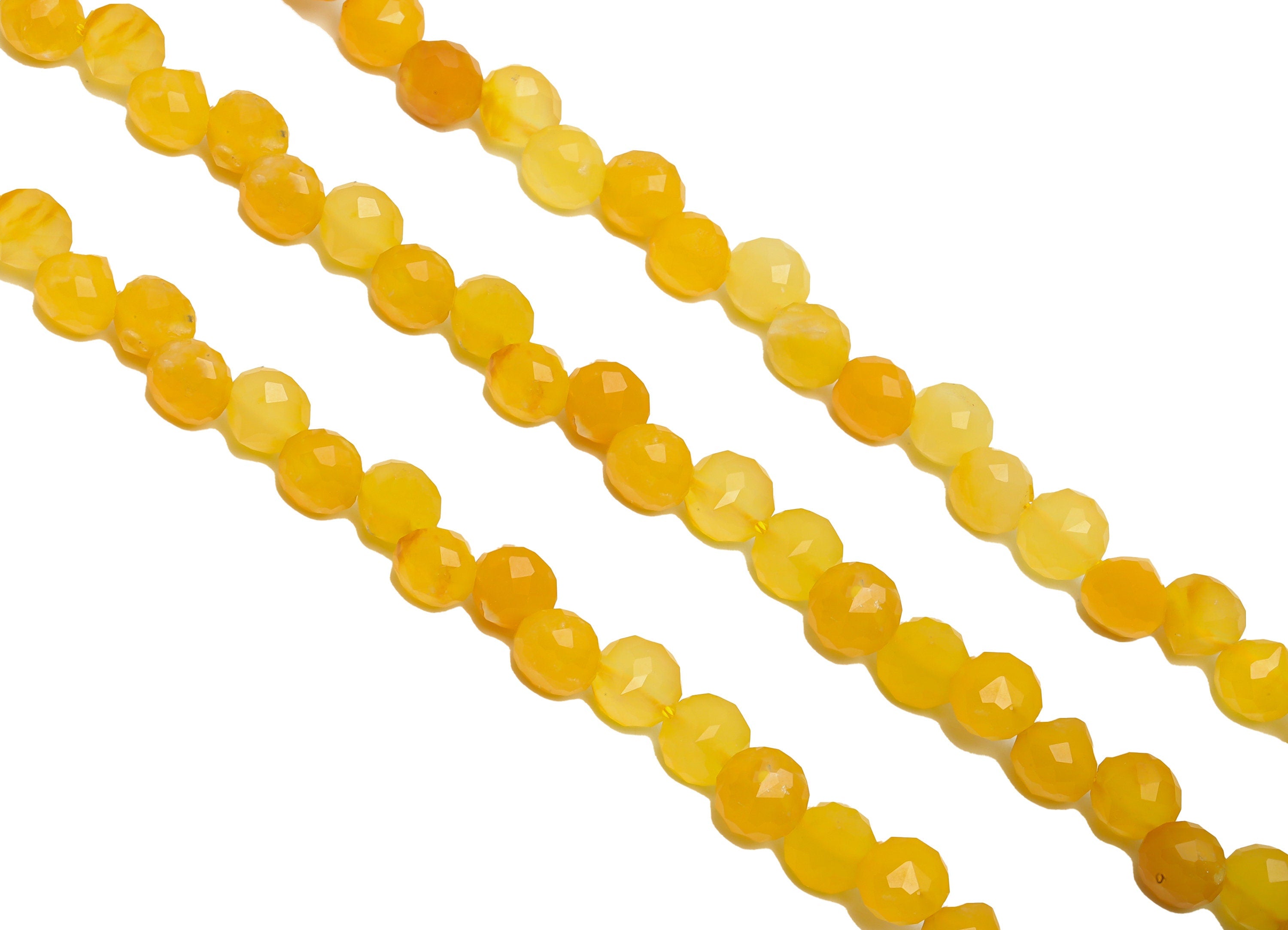 6.3mm Yellow Jade Round Beads - Natural Beads Crystal - Gemstone Yellow Jade Beads - 15.5 &quot;/ Strand Round Faceted Bead - Crystal Bead-NS2073 - DOMEDBAZAAR